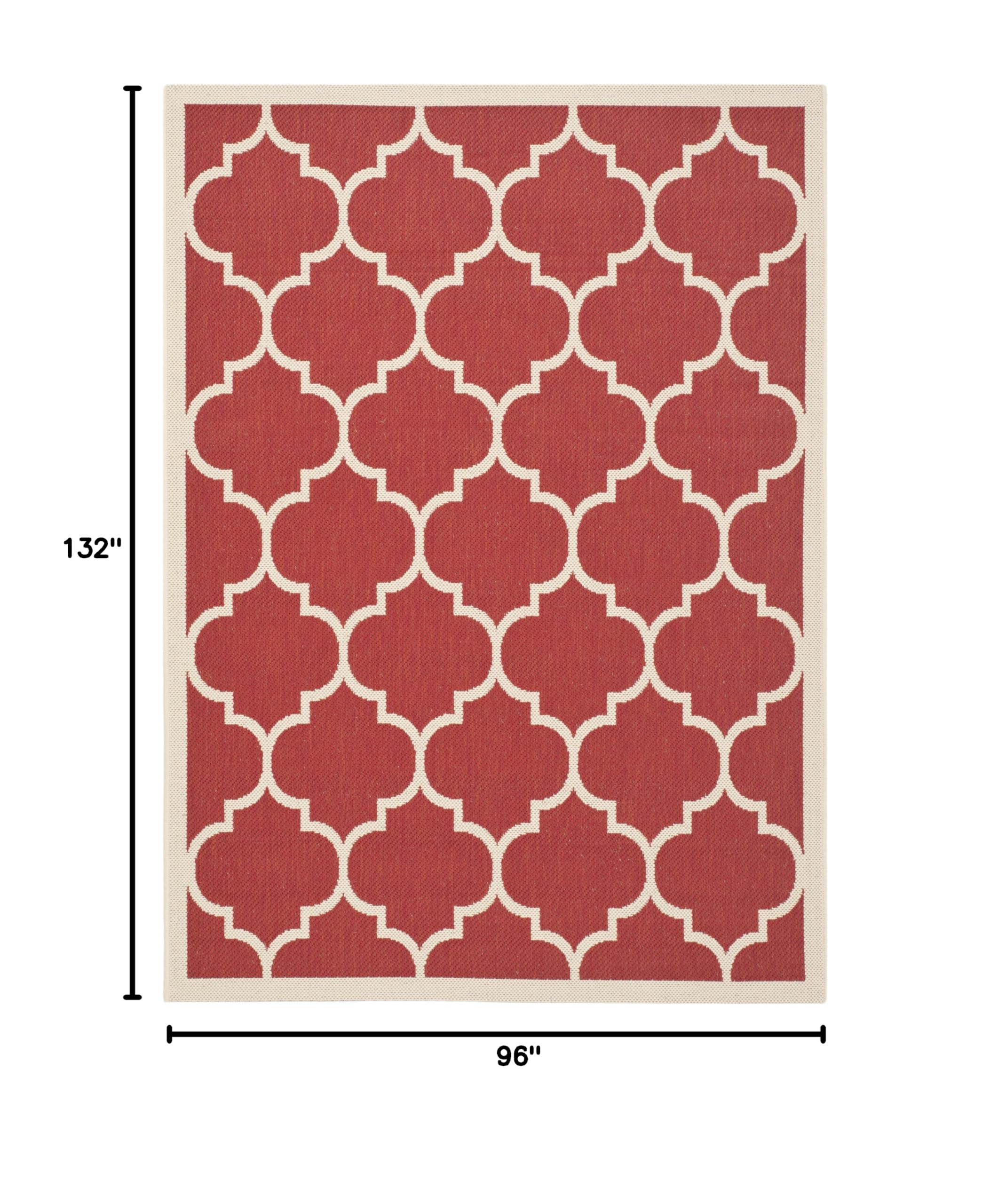 SAFAVIEH Courtyard Collection 8' x 11' Red & Bone Trellis Design Area Rug - Non-Shedding, Easy Care, Washable Indoor/Outdoor Rug - Perfect for Living Room, Bedroom, Patio, Backyard & Mudroom (CY6914-248)