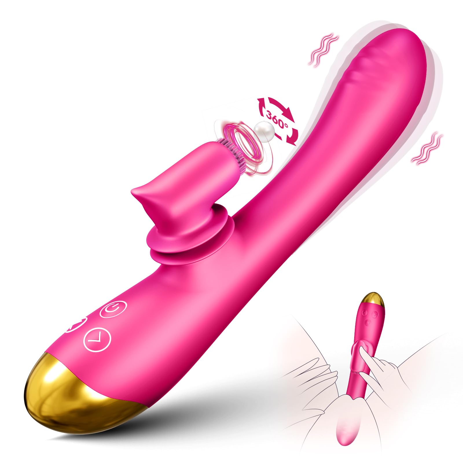 Premium Silicone Dildo Vibrator for Women - 8 Vibration & 3 Thrusting Modes, Ergonomic Clit & Nipple Stimulator | Waterproof Adult Toy for Couples Play, Solo Pleasure & Sensual Massage