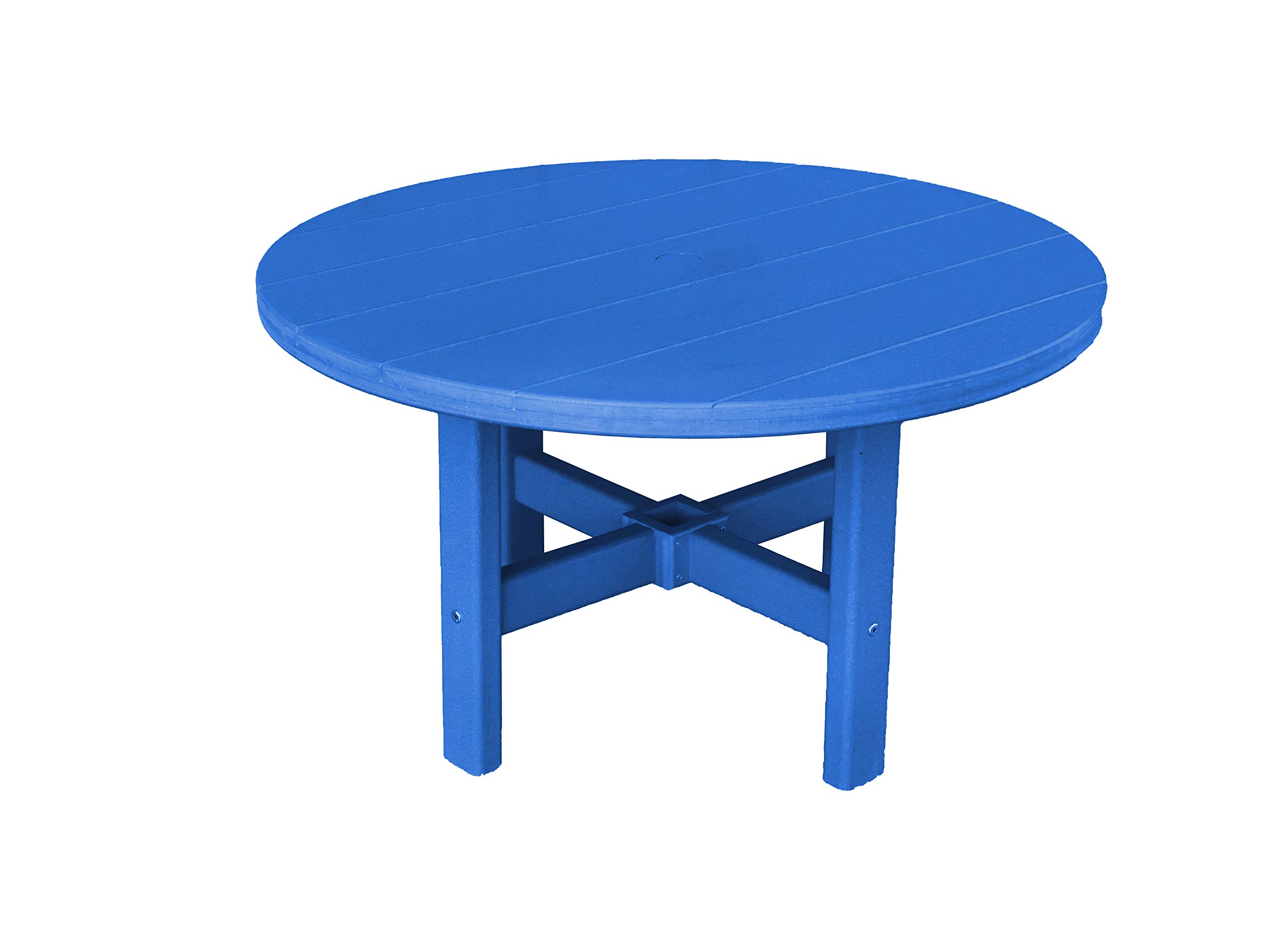 Phat Tommy Round Outdoor Coffee Table - Durable Poly Resin All-Weather Patio Furniture - Small Blue Garden Table for Poolside, Deck, or Backyard Relaxation