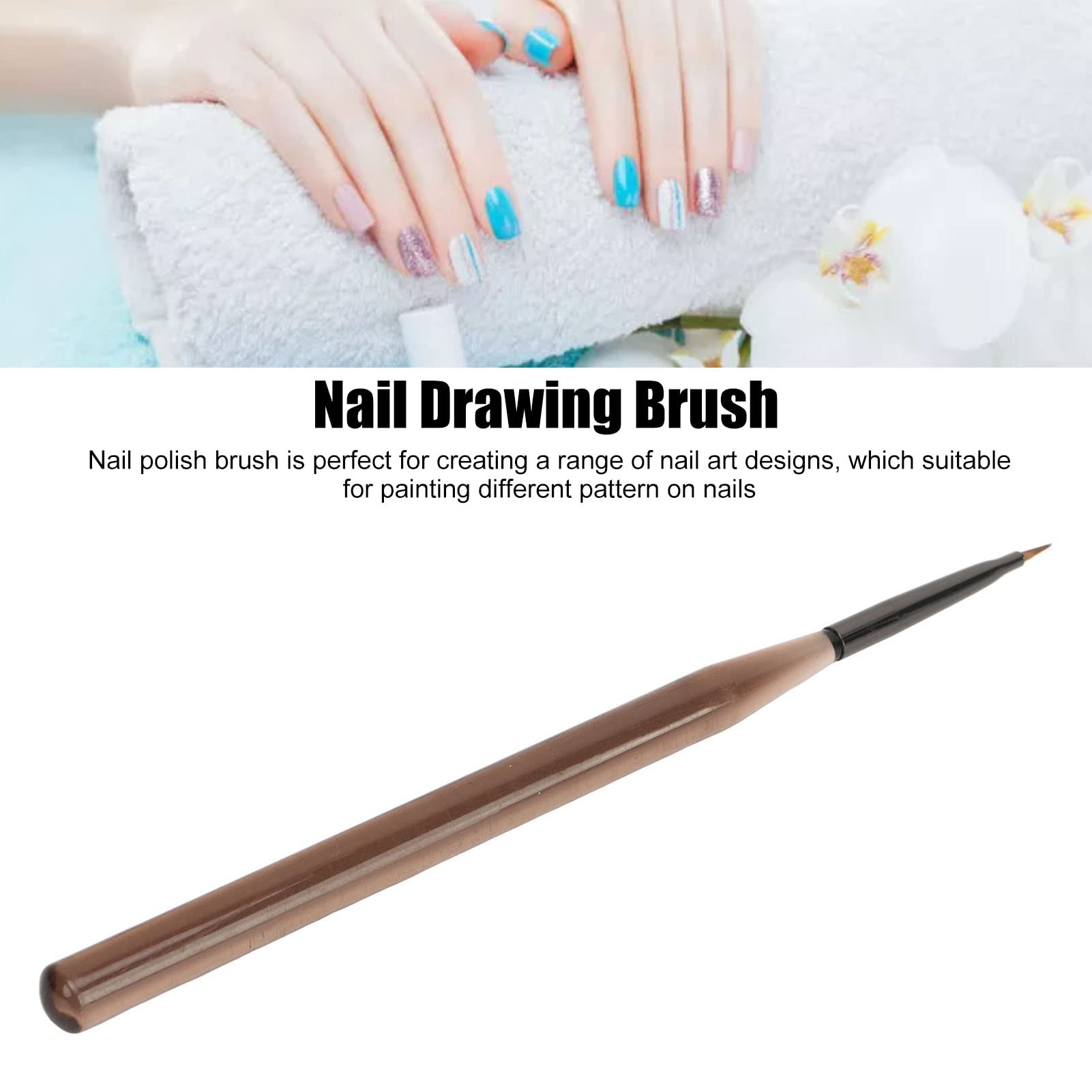 Professional Gel Nail Polish Brush with Copper Tube & Nylon Bristles - Petal Painting Brush for Manicure, Nail Art Design & Sculpting | Perfect for Salon, Home DIY & Professional Nail Artists
