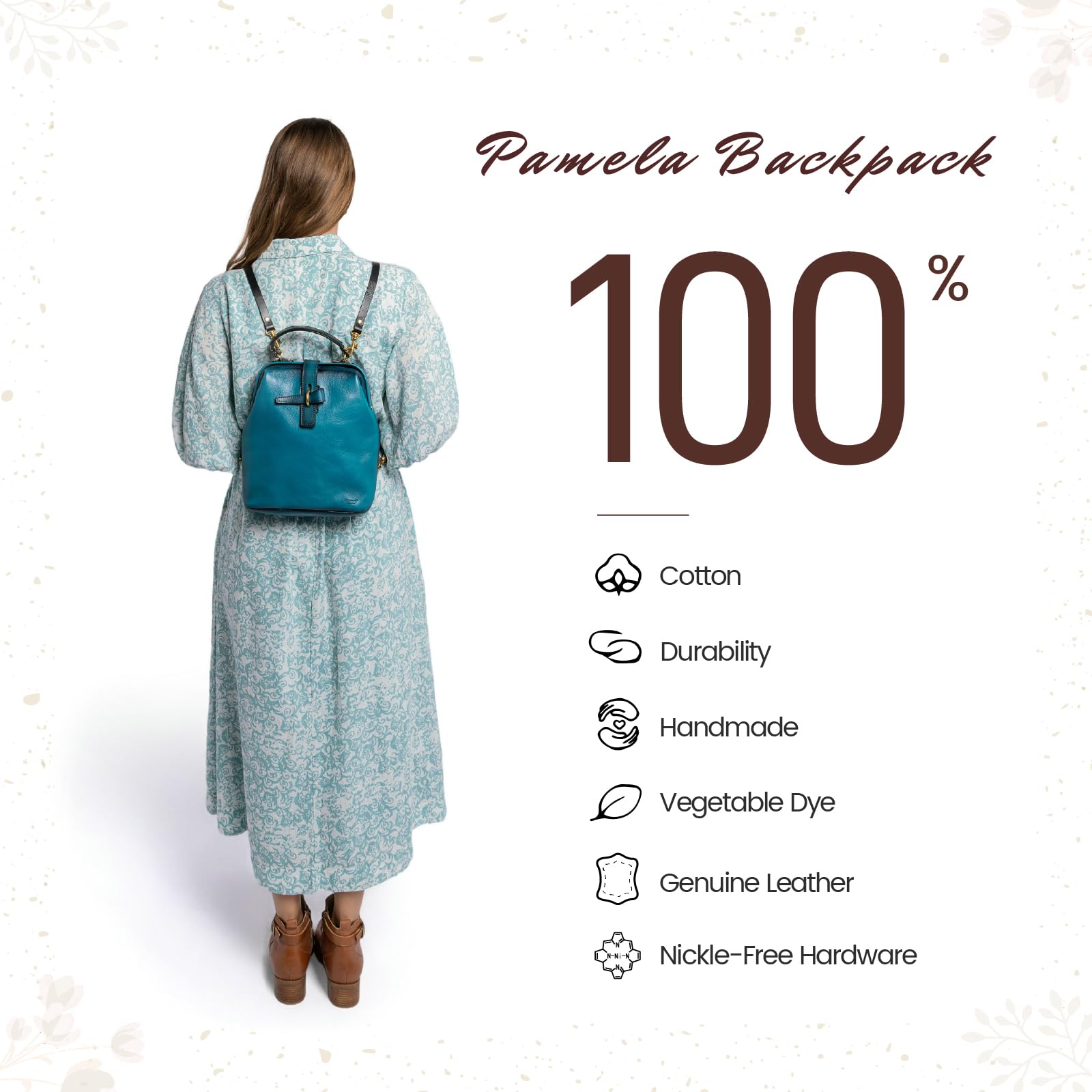 Genuine Leather Backpack Purse for Women - Convertible Shoulder Bag (Turquoise) - Perfect for Work & Travel