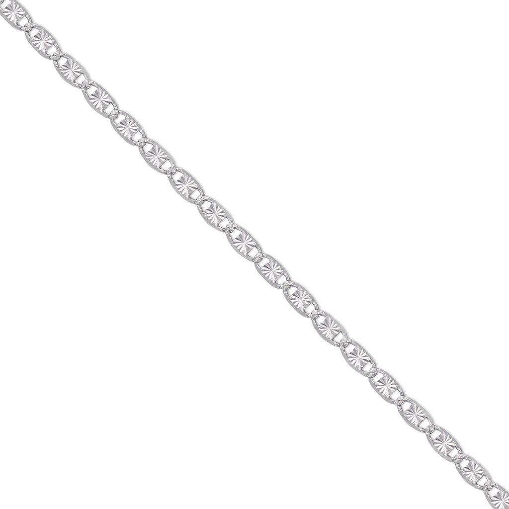14K White Gold Valentin Chain Necklace for Women & Men - Italian Crafted Durable Link Jewelry - 16-24 Inch Length, 2.4-2.7mm Width - Perfect Shiny Gift for Anniversary, Birthday & Valentine's Day