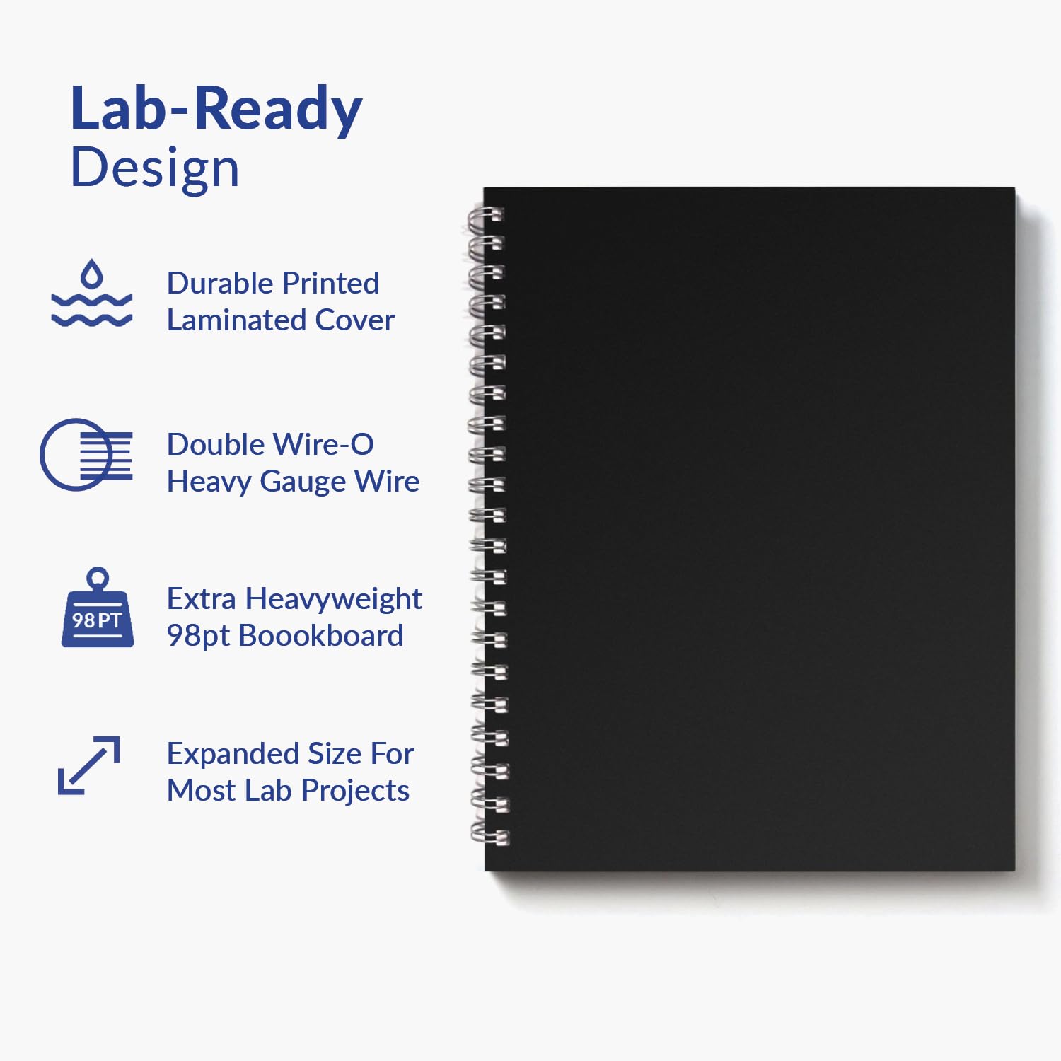 W7-F Expanded Wirebound Lab Notebook - 9.25 x 11.75 Inches (23.5 x 30 cm) - 144 Pages Heavyweight 70lb Paper - Double Wire Looped Binding - 6-Pack Ruled Notebooks for Science Experiments, Research & School Projects