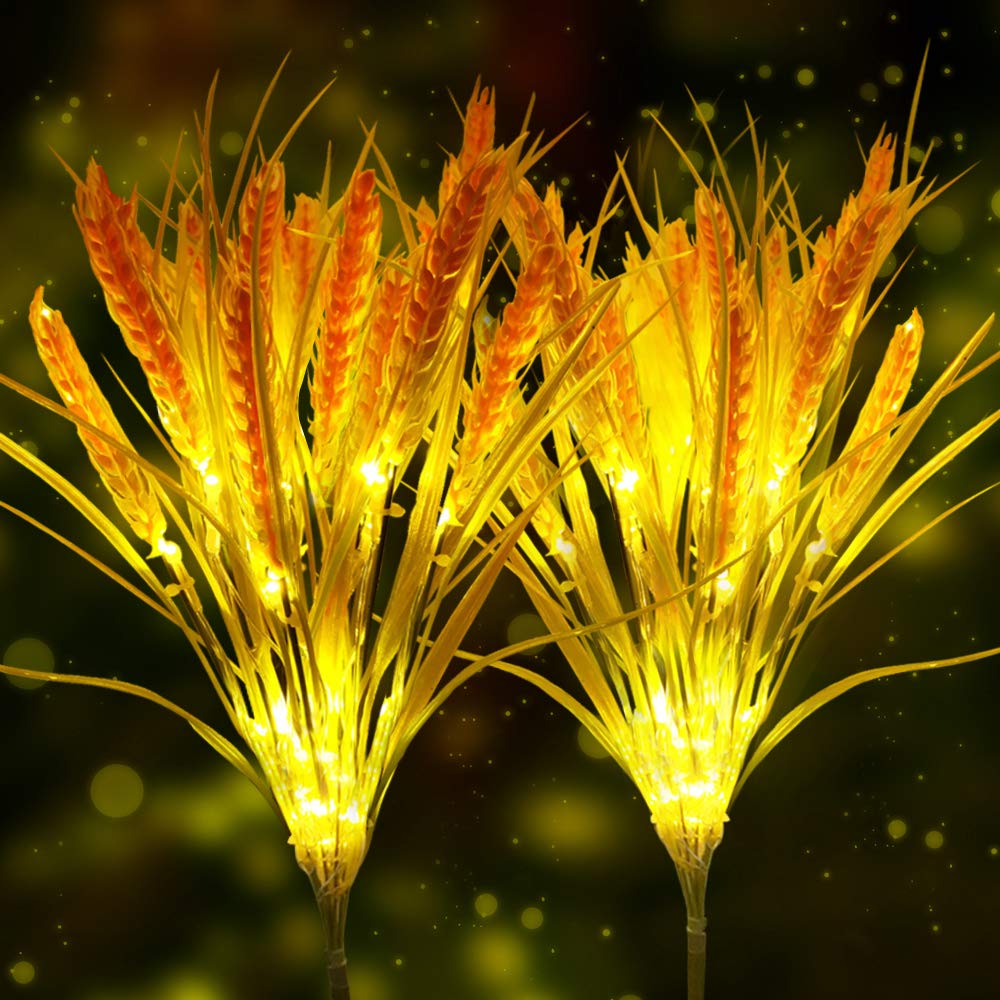 Idefair Solar Flower Lights - 2 Pack Outdoor Garden Stake Lights, Wheat Ear LED Solar Lights, Waterproof Solar Powered Decor for Yard, Lawn, Pathway & Wedding (Perfect for Patio, Backyard & Landscape Lighting)