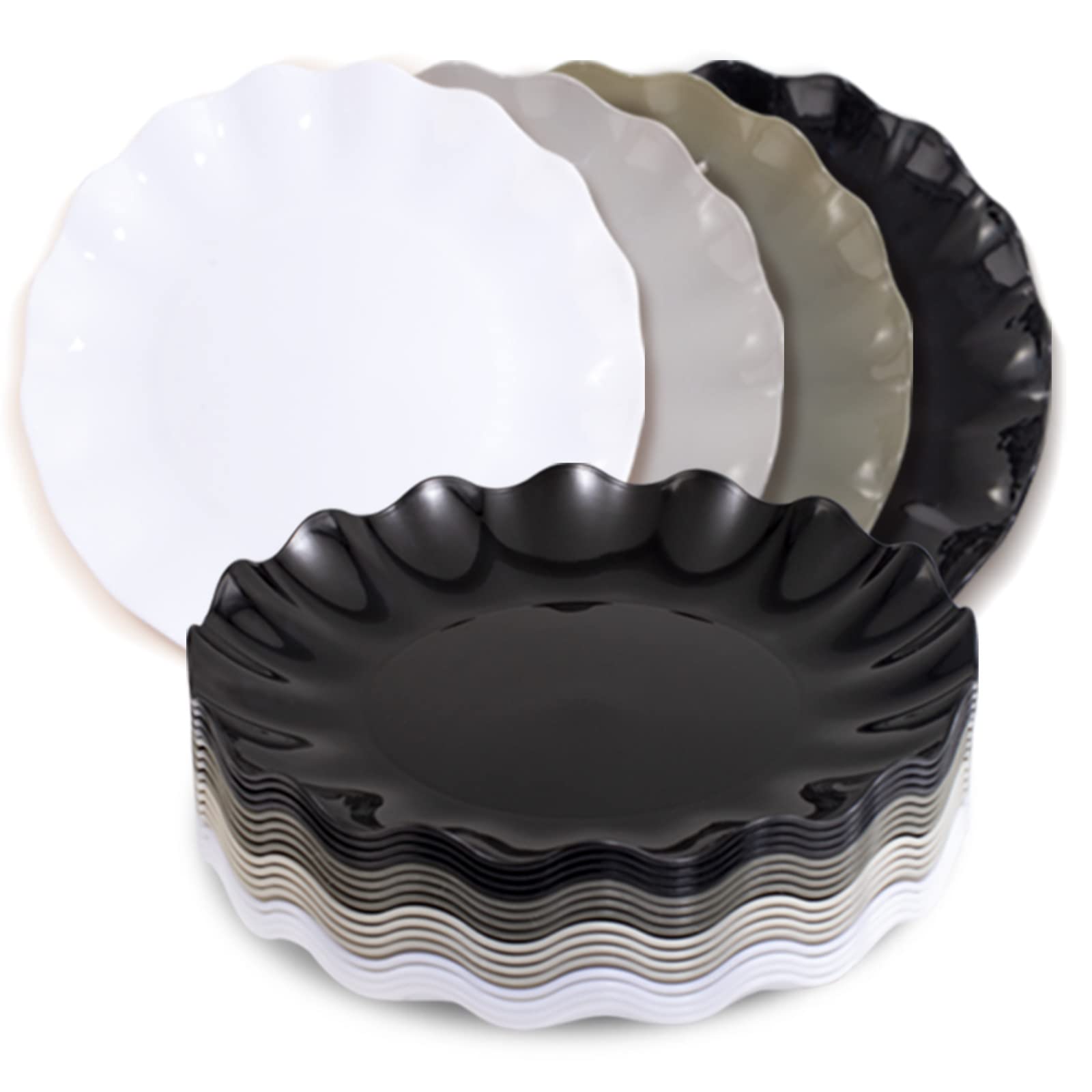 Supernal 12-Piece Reusable Plastic Dinner Plates Set - 10 Inch Durable, BPA-Free, Unbreakable Plates in 4 Colors - Microwave & Dishwasher Safe - Perfect for Family Gatherings, Parties, Picnics, BBQs, and Outdoor Dining