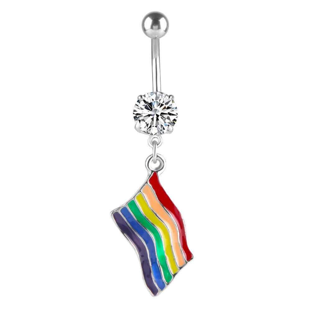 Colorful Flag Pendant Belly Rings - Trendy Navel Jewelry for Women | C248 | Perfect for Parties, Festivals & Body Piercing Fashion
