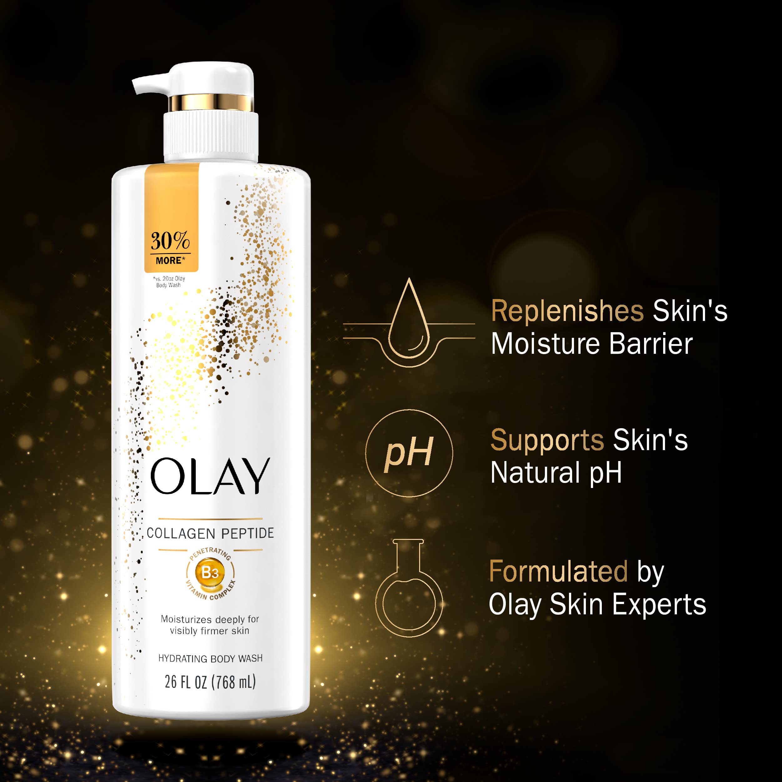Olay Cleansing & Firming Body Wash with Vitamin B3 & Collagen - Hydrating & Anti-Aging Shower Gel for Smooth Skin - 26 fl oz (Pack of 4) - Perfect for Daily Skincare Routine & Spa-Like Relaxation at Home
