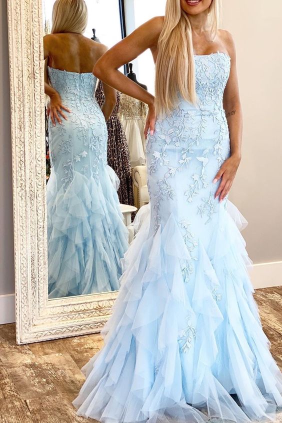 Elegant Long Red Mermaid Prom Dress with Lace Detailing - Strapless Formal Gown for 2025 Homecoming, Evening Gala & Special Occasions