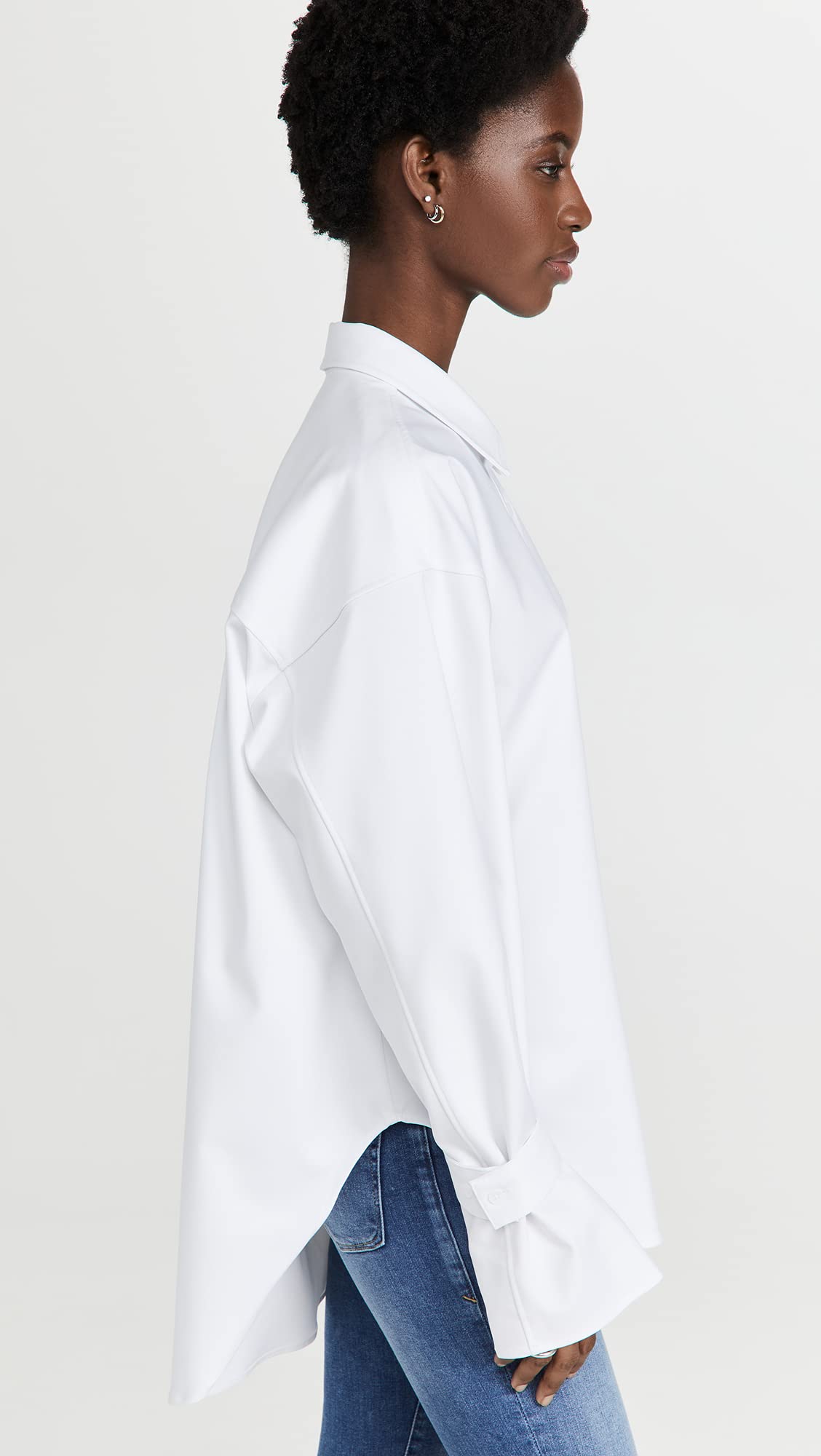 Good American Women's Tabbed Poplin Shirt - Classic Button Down Blouse for Work & Casual Wear | Office Outfits, Date Nights & Weekend Style