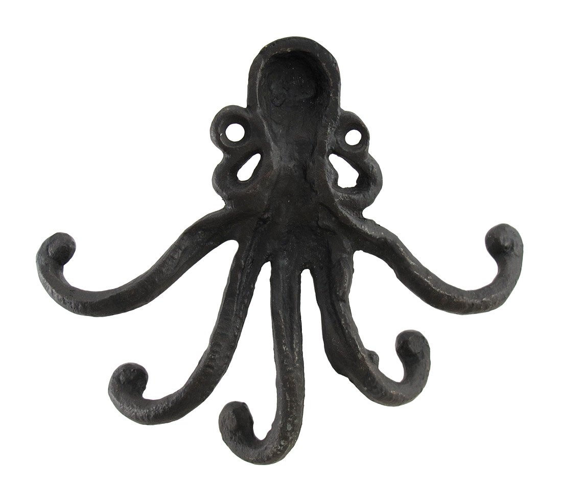 SPI Home Octopus Key Hook - Wall Mounted Key Holder for Entryway, Kitchen & Office Organization - Rustic Coastal Decor for Home & Apartment