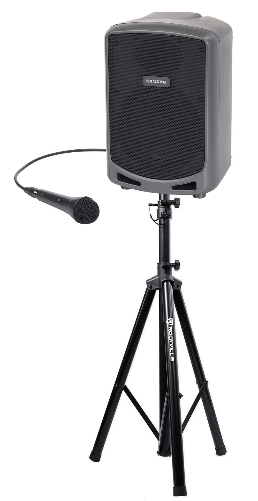 Samson Expedition Express+ Portable PA Rechargeable Bluetooth Speaker with Built-in Mic & Stand - Perfect for Outdoor Events, Parties, and Live Performances