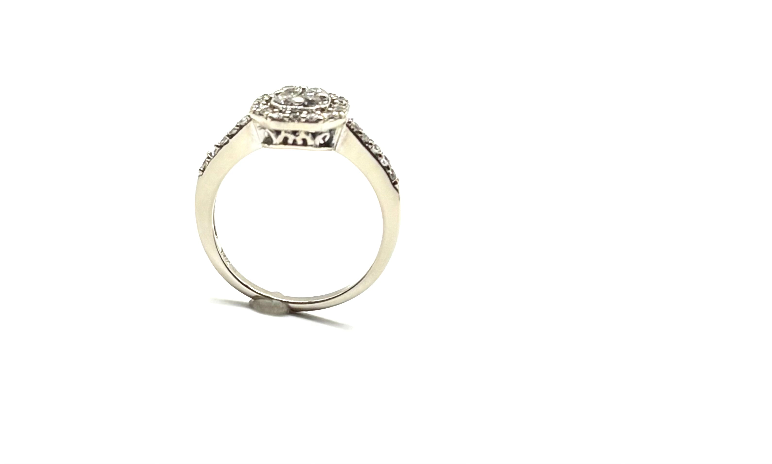 14K White Gold Diamond Halo Engagement Ring for Women - Elegant Wedding Band, Anniversary Gift & Promise Ring for Her - Perfect for Proposals, Bridal Jewelry & Special Occasions