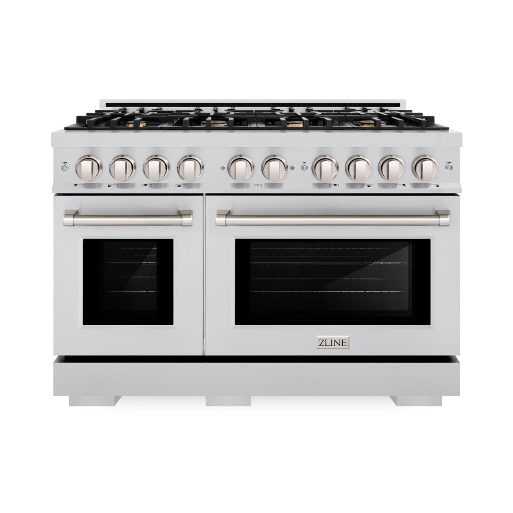 ZLINE 48-Inch 6.7 cu. ft. Stainless Steel Dual Fuel Range with 8 Brass Burners - Professional Double Oven Gas & Electric Stove for Home Kitchen Cooking, Baking & Entertaining (HDR BR 48)