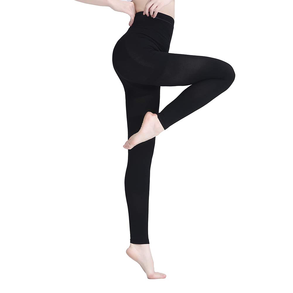AMZAM® 15-20 mmHg Medical Compression Pantyhose for Women & Men - Graduated Compression Leggings, Opaque Footless Waist High Stockings - Relief for Edema, Varicose Veins & Post Surgery Recovery - Black 3XL - Perfect for Travel, Work & Daily Comfort