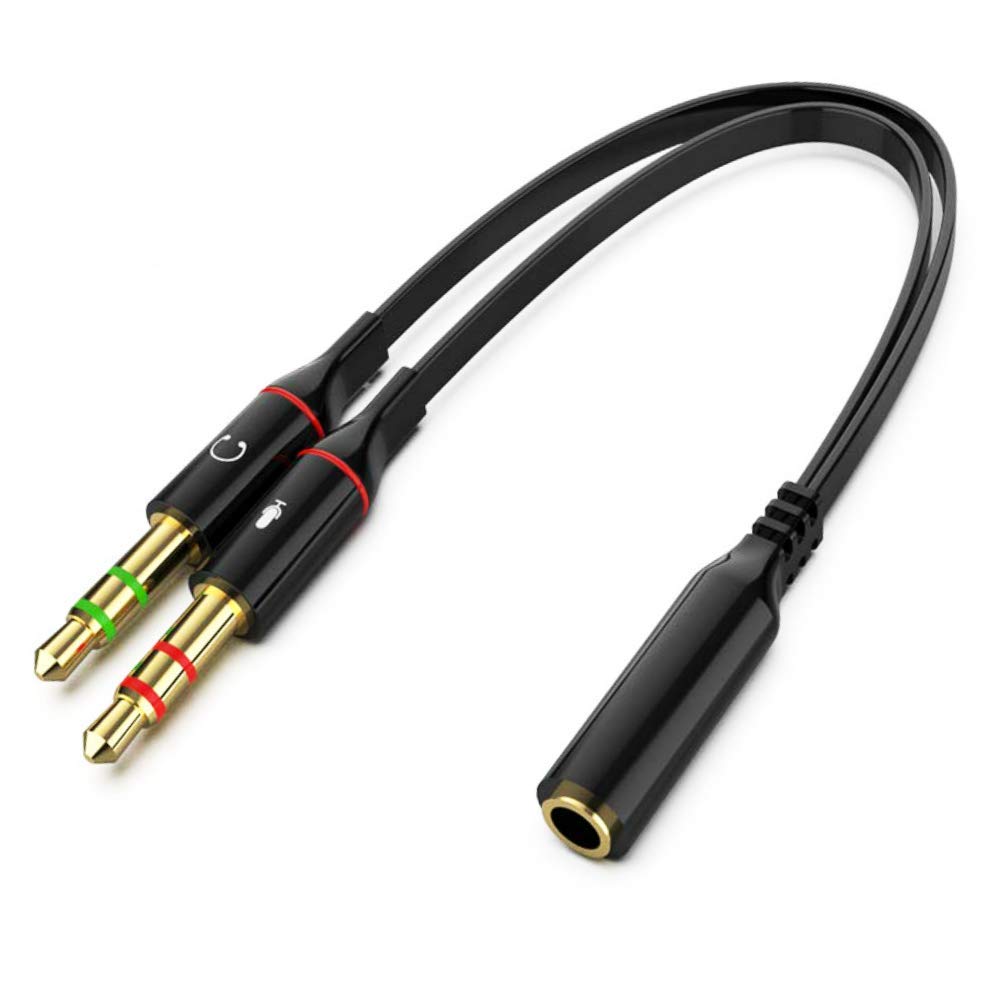 Premium 3.5mm Female to Dual Male Y Splitter Cable - Gold Plated Audio Headphone Mic Adapter for PC, Gaming Headset & Smartphones | Durable Corrosion-Resistant Design for Home, Office & Travel Use