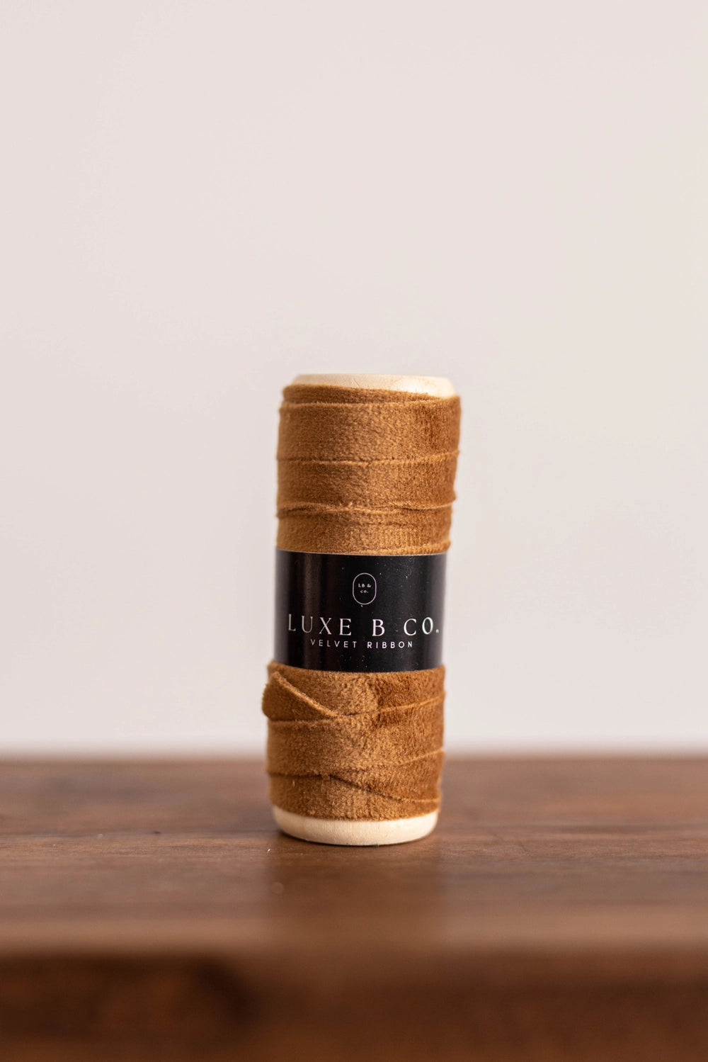 Premium Cognac Wood Spool with Ribbon - Perfect for DIY Crafts, Gift Wrapping & Home Decor