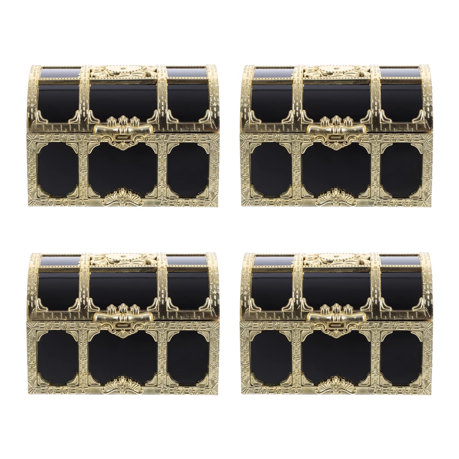 Vintage Pirate Treasure Chest Storage Box - 12pcs Golden Plastic Pirate Chests for Kids Candy Storage, Pirate Cosplay Supplies & Locking Stash Box | Perfect for Pirate Themed Parties, Halloween Decor & Kids Room Organization
