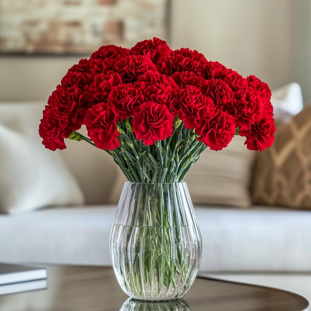 200 Fresh Cut Red Carnations - Long Lasting Flowers for Bouquets, Weddings & Special Occasions - Perfect Romantic Gift for Valentine's Day, Anniversary & Mother's Day