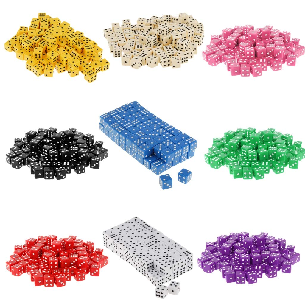 100pcs Opaque 16mm Six-Sided Dice Set for RPG, D&D, Board Games, Casino Night & Family Fun - Black Spot Dice for Tabletop Gaming, Poker Parties, BBQ Gatherings & Game Nights