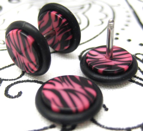 Pink Zebra 16G Fake Ear Plugs 0G Ear Cheater - Invisible Ear Stretchers for Gauged Ears | Perfect for Work, Parties & Everyday Wear