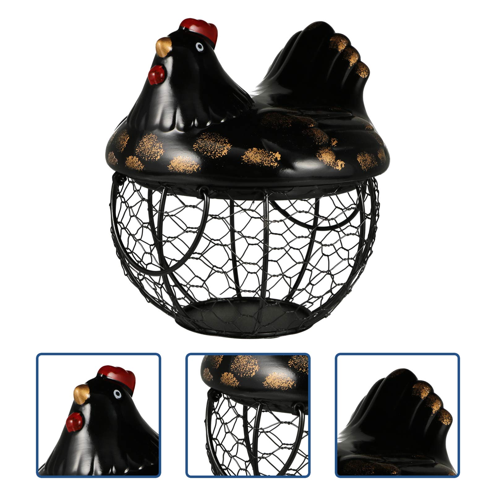 1pc Rustic Metal Egg Basket - Chicken Egg Wire Carrier, Wrought Iron Storage Basket for Farm Fresh Eggs, Snacks & Magazines - Perfect for Farmhouse Kitchen, Pantry Organization & Rustic Home Decor