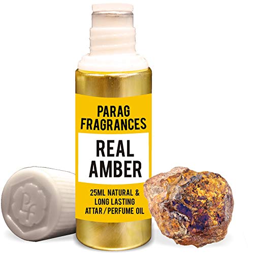 Premium Grade 1 Natural Amber Attar Perfume Oil - 25ml Pure Undiluted Fragrance | Alcohol-Free, Bhapka Distilled | for Aromatherapy, Meditation & Luxury Perfume Making