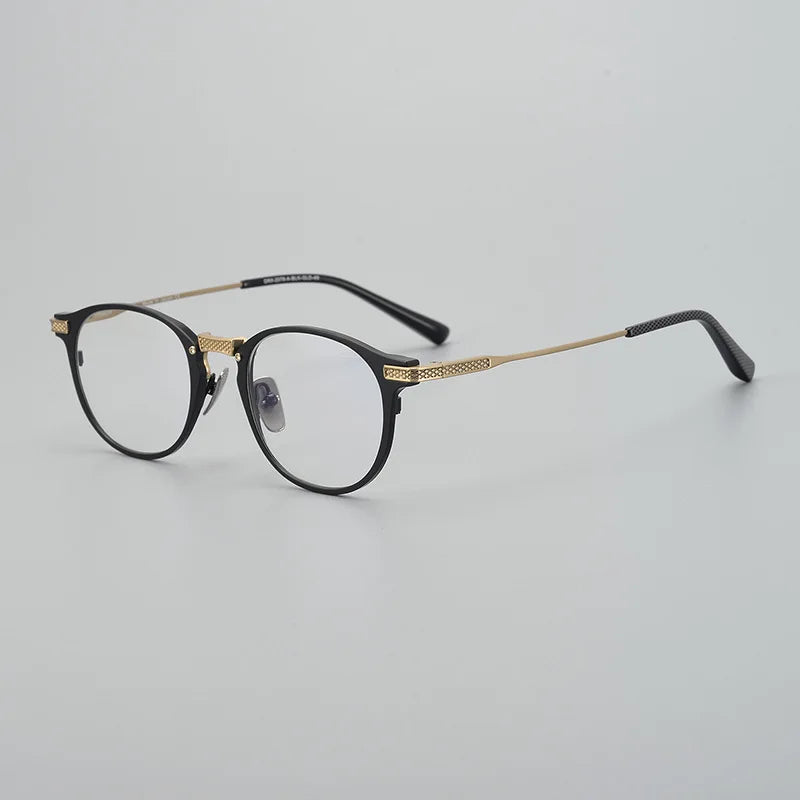 Stylish Unisex Black Titanium Acetate Eyeglasses - Oval Round Full Rim Frame 92078 | Perfect for Office, Reading & Everyday Wear