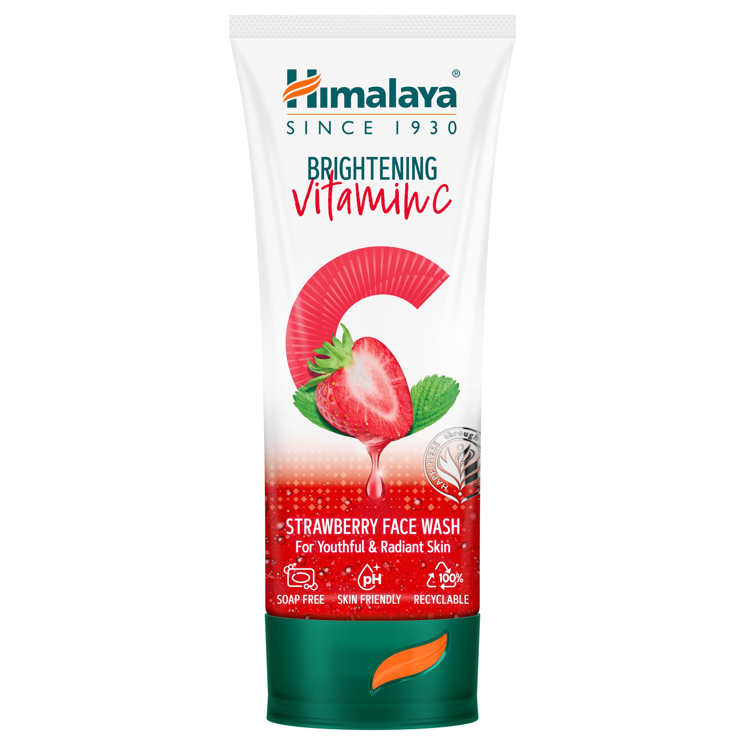 Himalaya Brightening Vitamin C Strawberry Face Wash - Brightening Cleanser for Glowing Skin | Remove Dullness & Dark Spots | 50ml Travel Size | Perfect for Morning Routine & Pre-Makeup Cleansing
