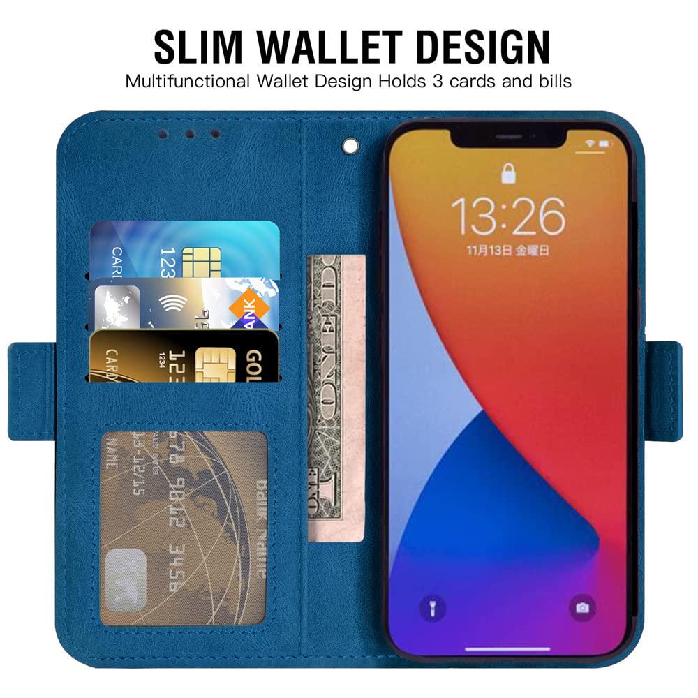 Premium Leather Wallet Case with Card Holder & Tempered Glass Screen Protector for iPhone 12 Pro Max (6.7