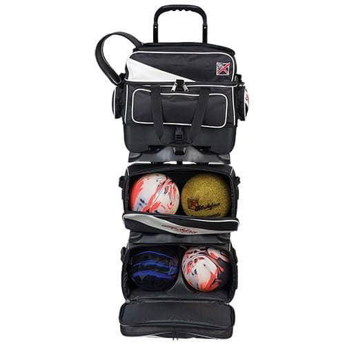 KR Strikeforce Fast 6 Ball Roller Bowling Bag - Black & White for Professional & League Bowlers - Perfect for Tournaments, Practice & Travel