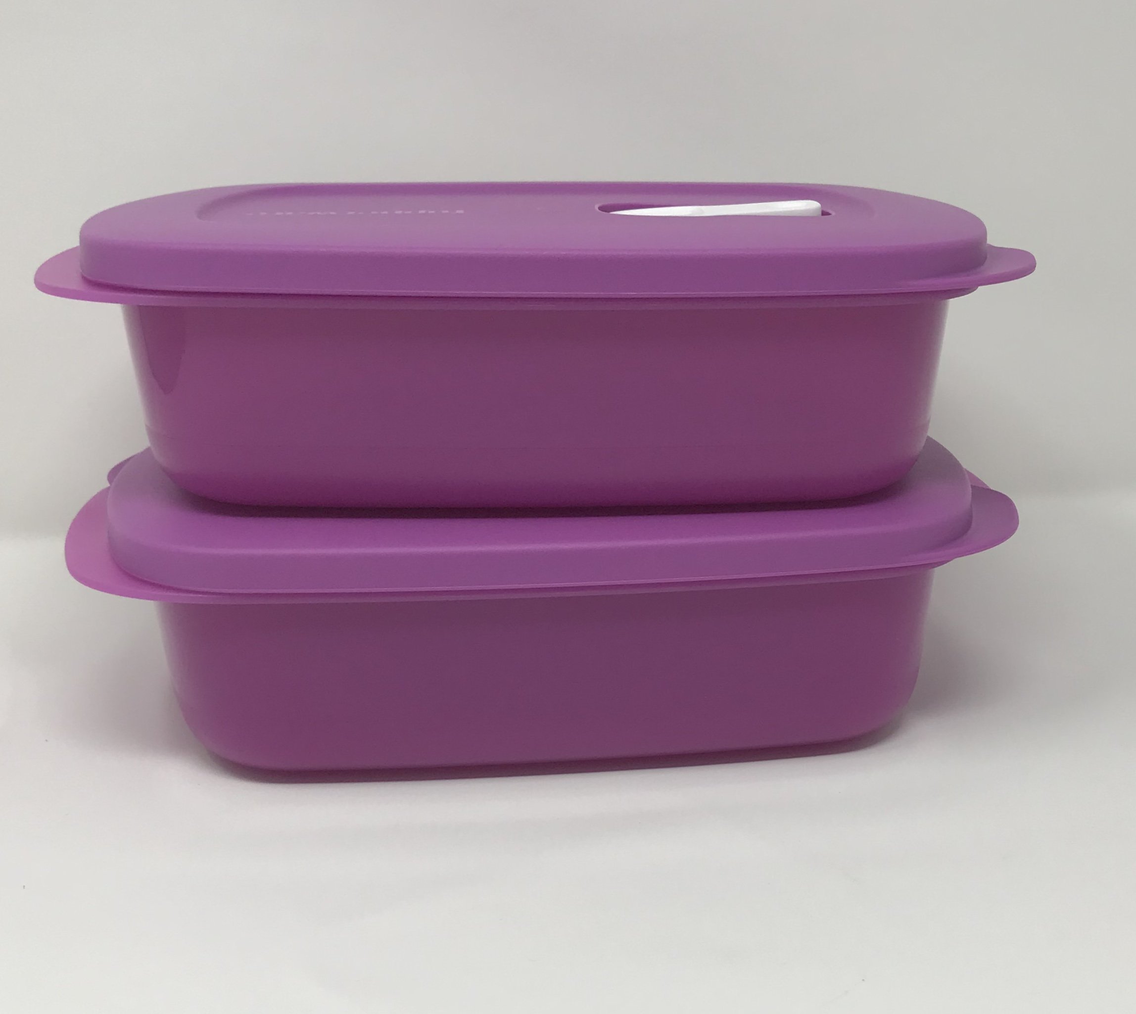 Tupperware Crystalwave Rectangle Microwave Safe Food Storage Container Set - 2-Piece, 4-Cup (1L) BPA-Free, Purple | Meal Prep, Leftovers & Freezer Storage