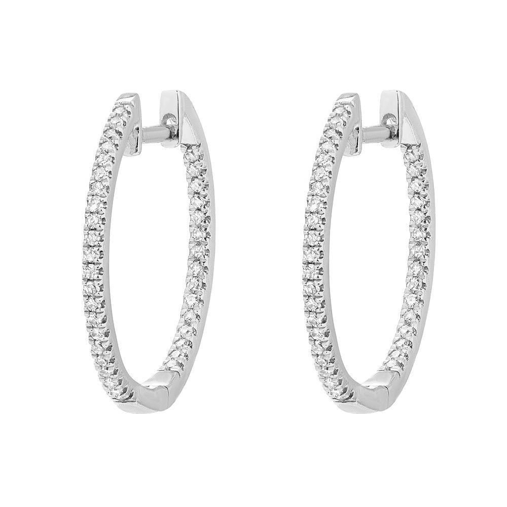 14K Gold Diamond Inside Out 15mm Large Huggie Earrings for Women - Perfect for Everyday Wear, Parties & Special Occasions