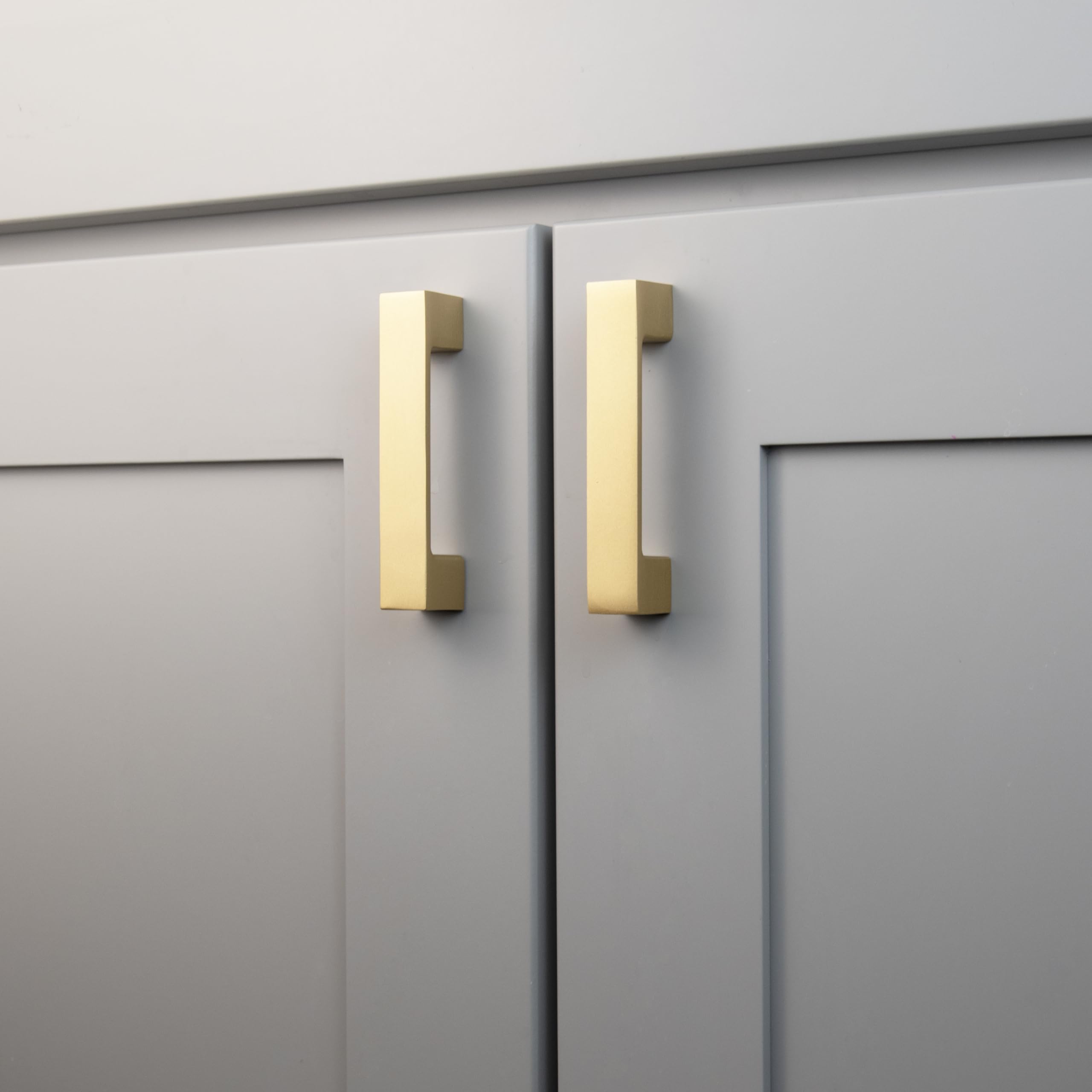 Brushed Brass Cabinet Handles 10 Pack - 3 Inch Hole Center for Kitchen & Bathroom