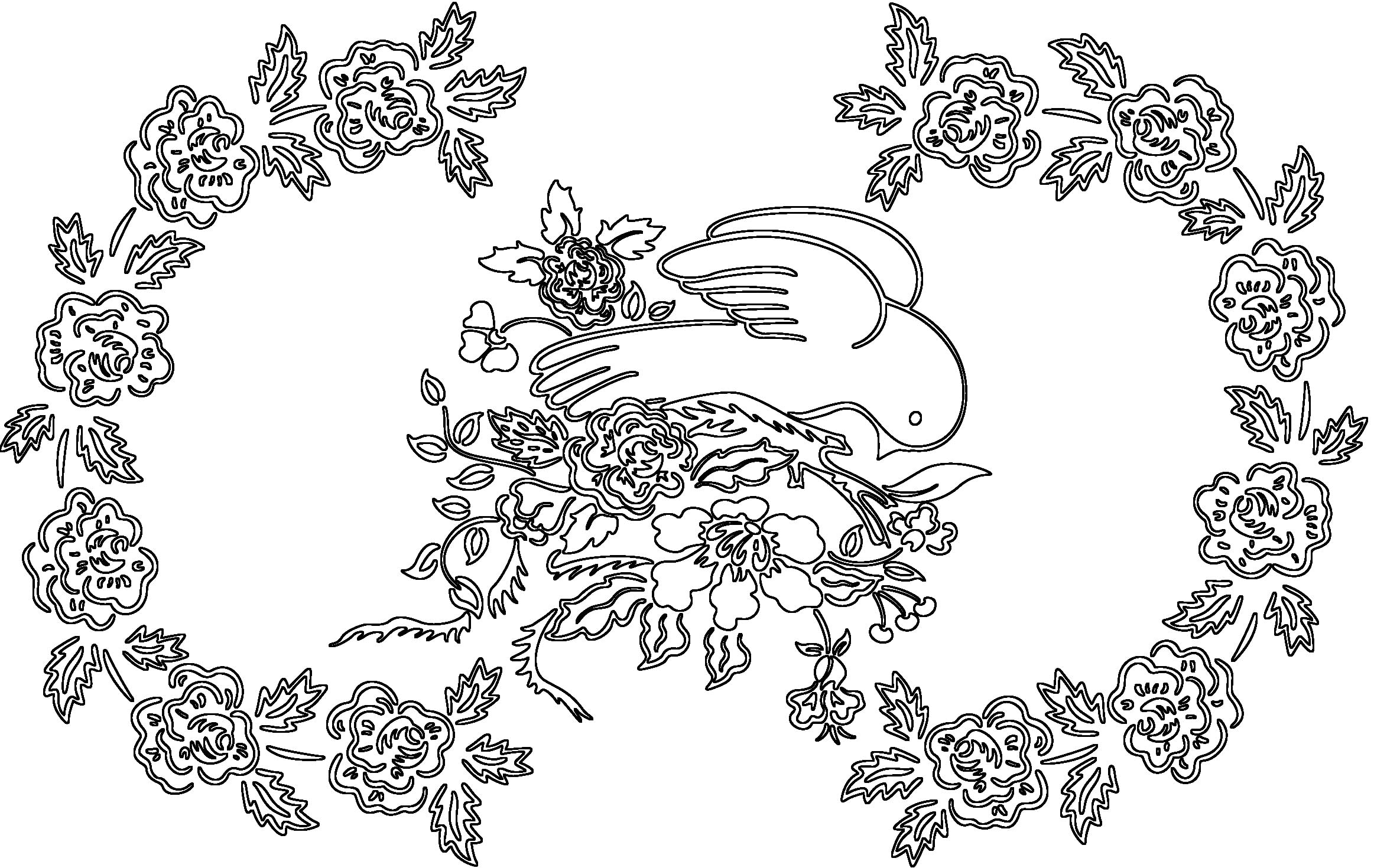Vintage Bird and Flowers Vinyl Decals - Kitchen Furniture Decorative Stickers for Cupboard, Windows, Doors, Wall Moulding - Perfect for Home Decor and DIY Projects