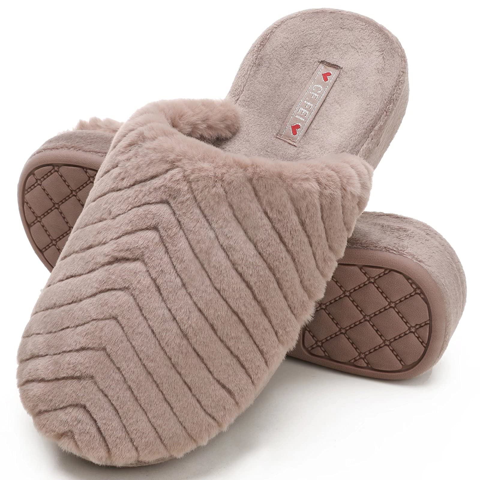 **CORIFEI Women's Orthotic Slippers with Arch Support - Faux Fur Memory Foam Insole, Non-Slip Rubber Sole - Comfortable House Shoes for Indoor & Outdoor Use - Perfect for Relaxing at Home, Walking the Dog, or Running Errands**