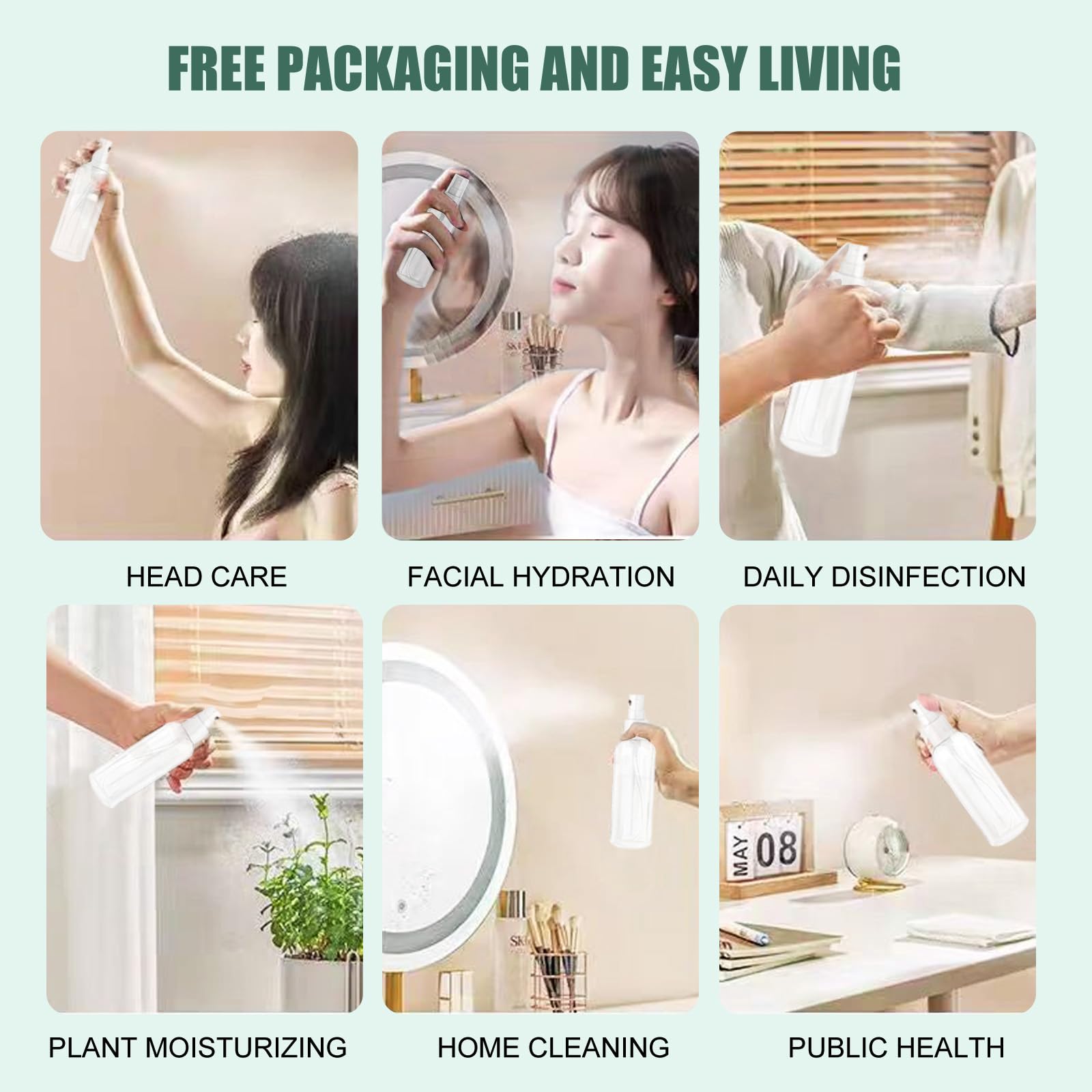 Small Spray Bottles Set - 2 Pack 50ml & 2 Pack 100ml Clear Empty Fine Mist Plastic Refillable Travel Containers for Perfume, Hair Care, Cleaning Solutions & DIY Projects