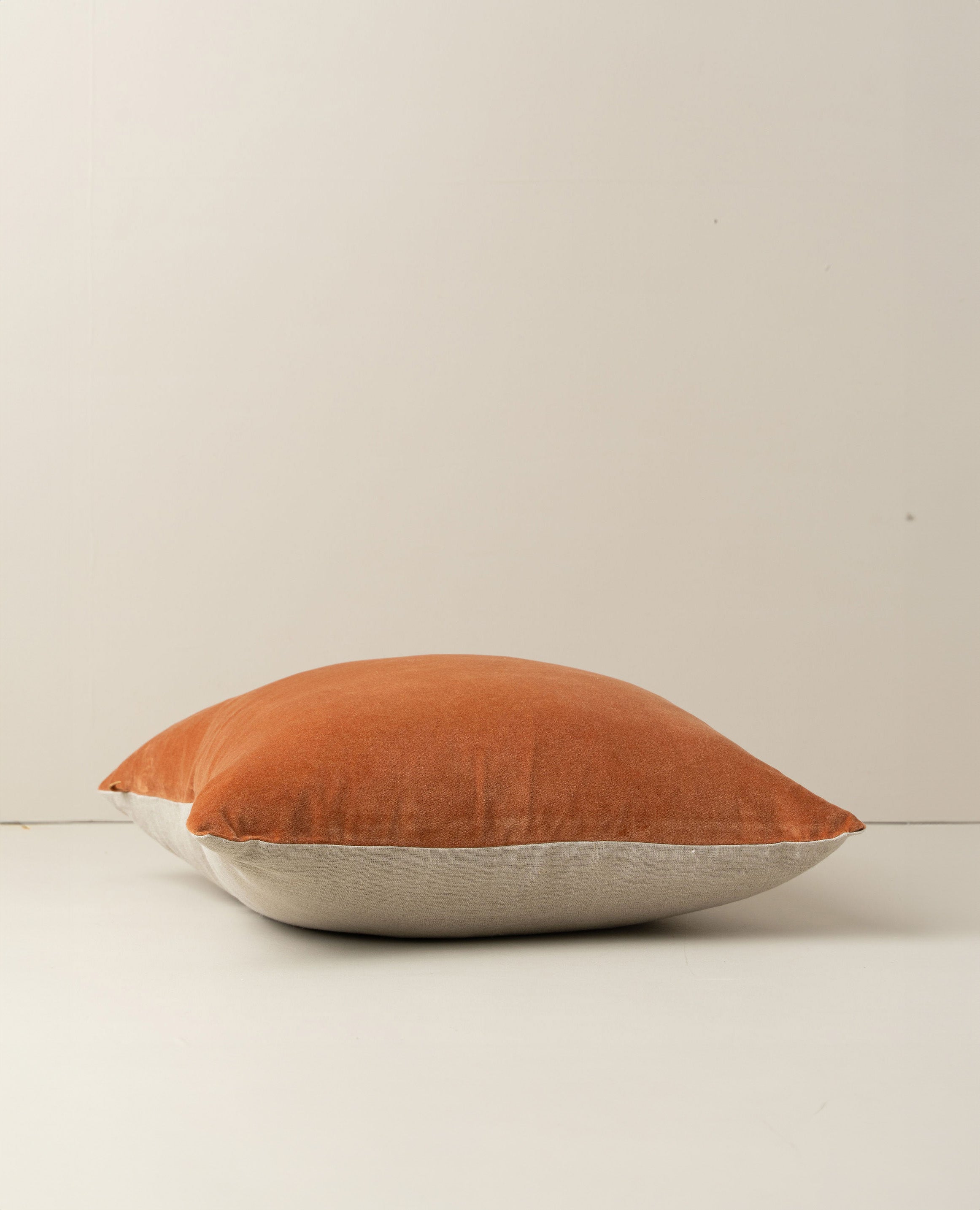 Premium Linen & Velvet Throw Pillow Cover - Soft & Luxurious Terracotta Home Decor for Sofa, Bed, Couch - Boho Chic Living Room & Bedroom Accessories