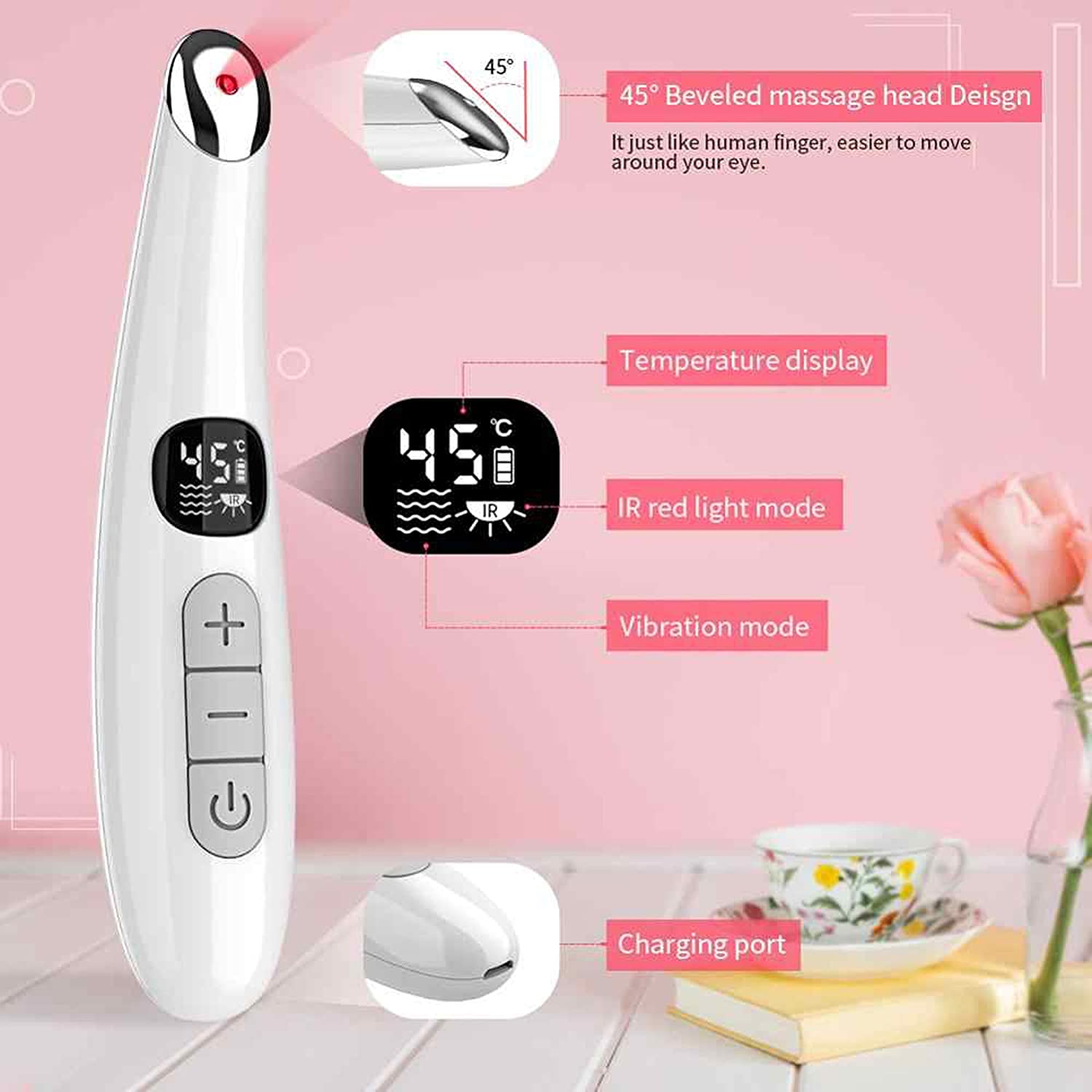 DermaGlow LED Eye Massage Rejuvenator - Anti-Aging Eye Therapy for Dark Circles & Puffiness | At-Home Spa Treatment for Relaxation & Skincare