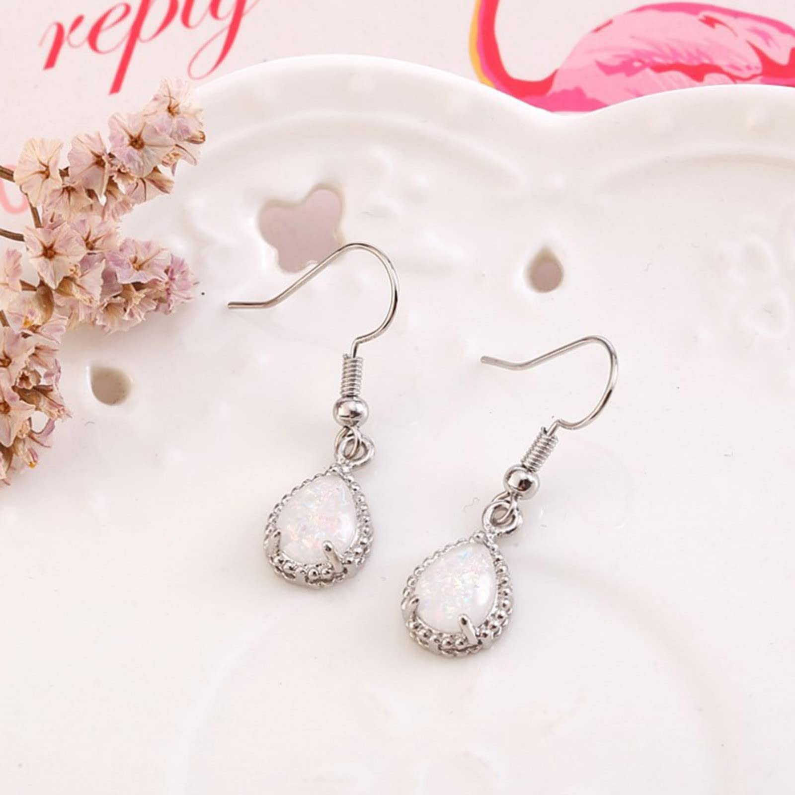 Statement Hoop Earrings for Women - Fashionable Faux Opal Gemstone Earring Set (One Size, Metal) - Perfect for Parties, Weddings & Everyday Wear
