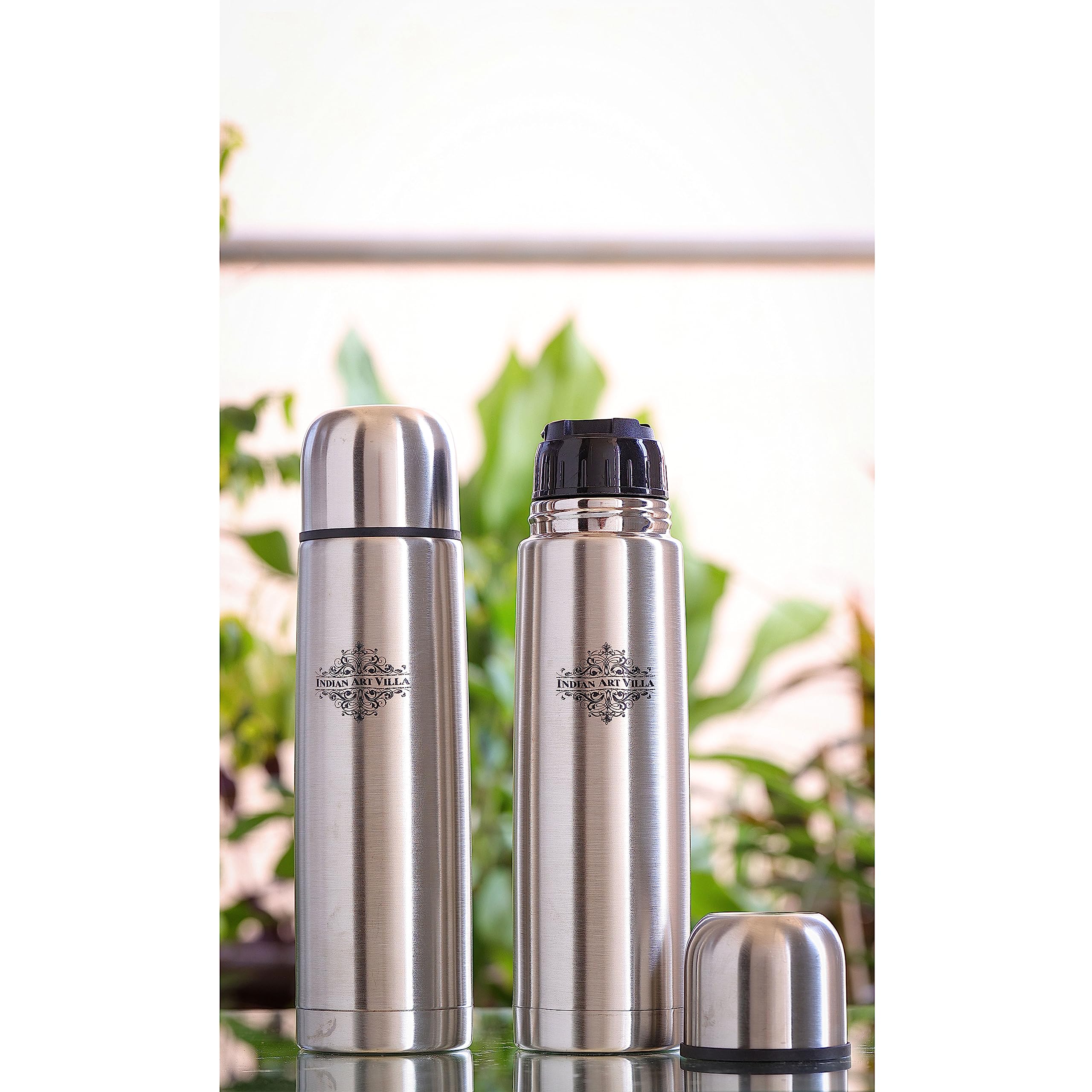 Premium Vacuum Insulated Stainless Steel Water Bottle with Flip Lid - 500ml Thermos Flask for Hot & Cold Drinks - Silver with Ergonomic Handle - Perfect for Hiking, Gym, Office & Travel