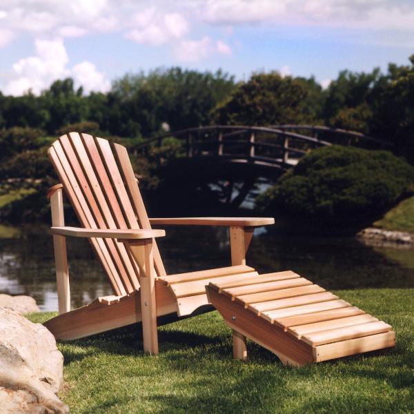 Premium Cedar Adirondack Chair with Ottoman Set - Outdoor Patio Furniture for Garden, Deck, Poolside & Backyard Relaxation