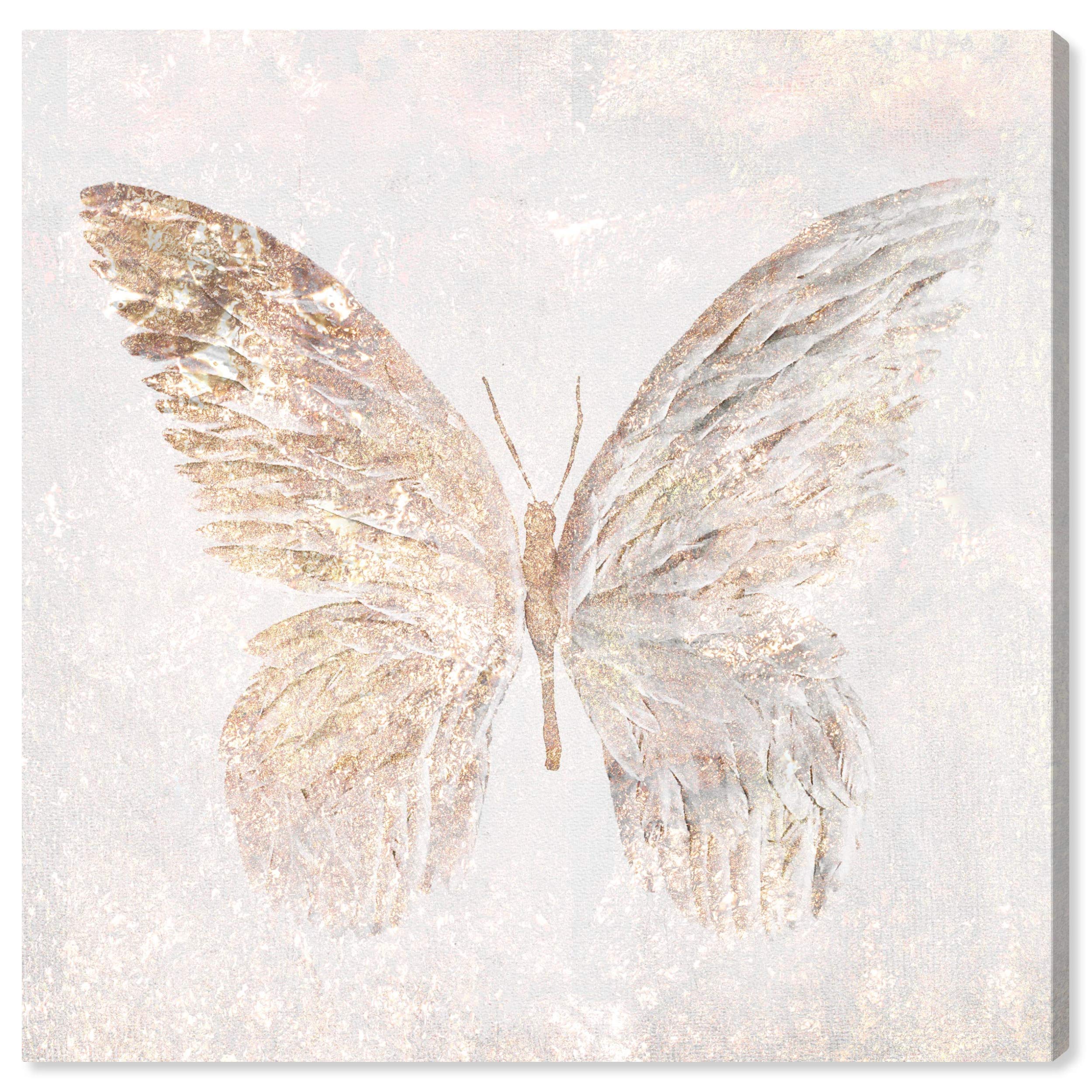 Golden Butterfly Glimmer Canvas Wall Art Print - 12x12 Inches Modern Animal Home Decor by Oliver Gal Artist Co | Perfect for Living Room, Bedroom & Office Decorations