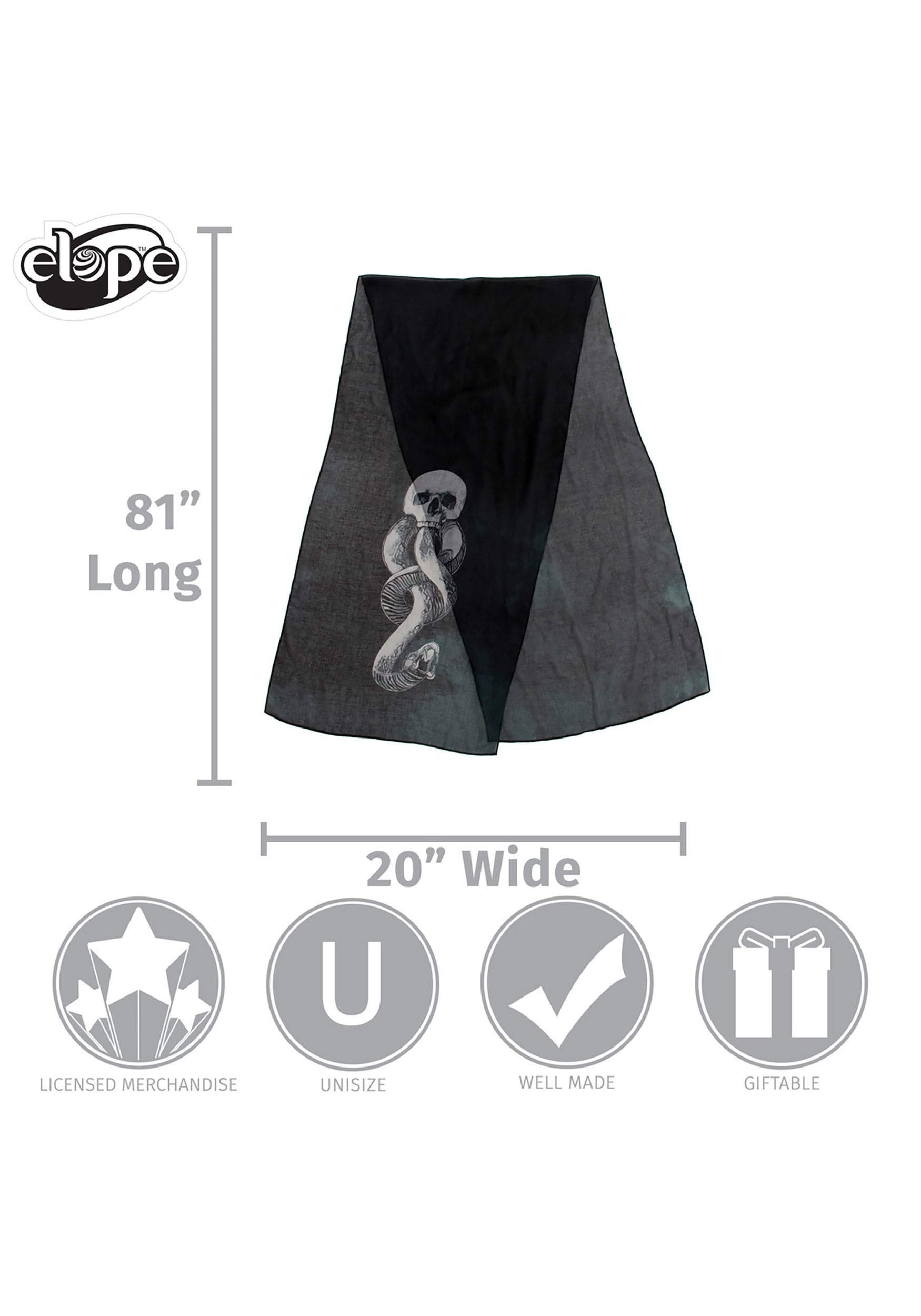 Voldemort Dark Mark Lightweight Scarf - Harry Potter Inspired Printed Wizarding World Accessory for Cosplay, Halloween & Potterhead Fashion