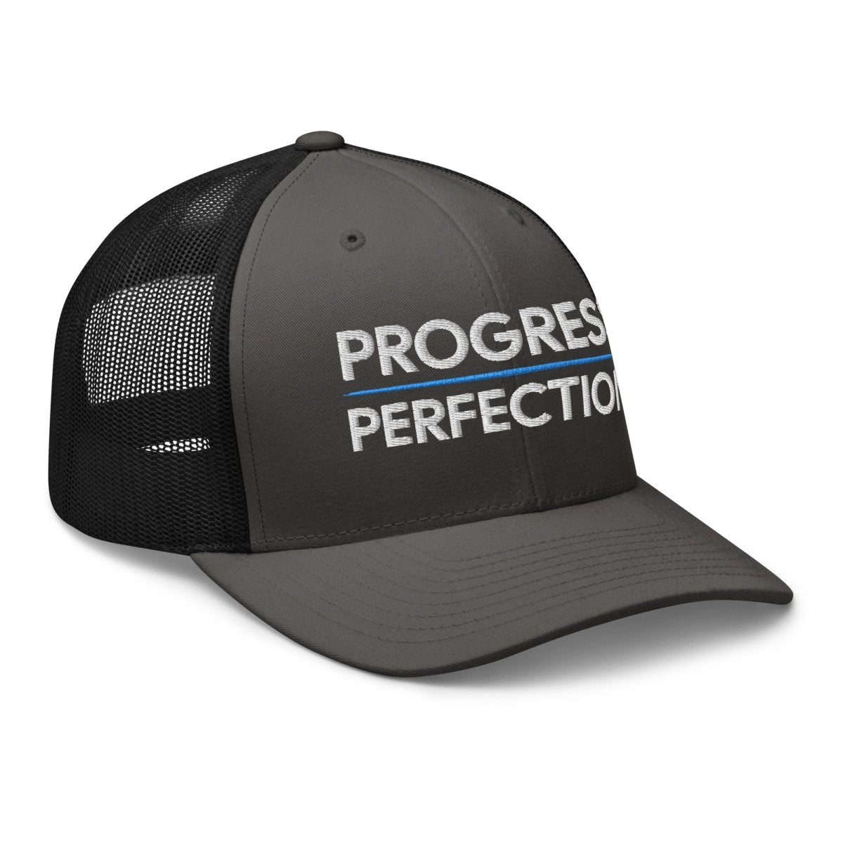 Progress Over Perfection Trucker Hat - Motivational Baseball Cap for Men & Women - Perfect for Gym, Workouts, Running, and Outdoor Activities
