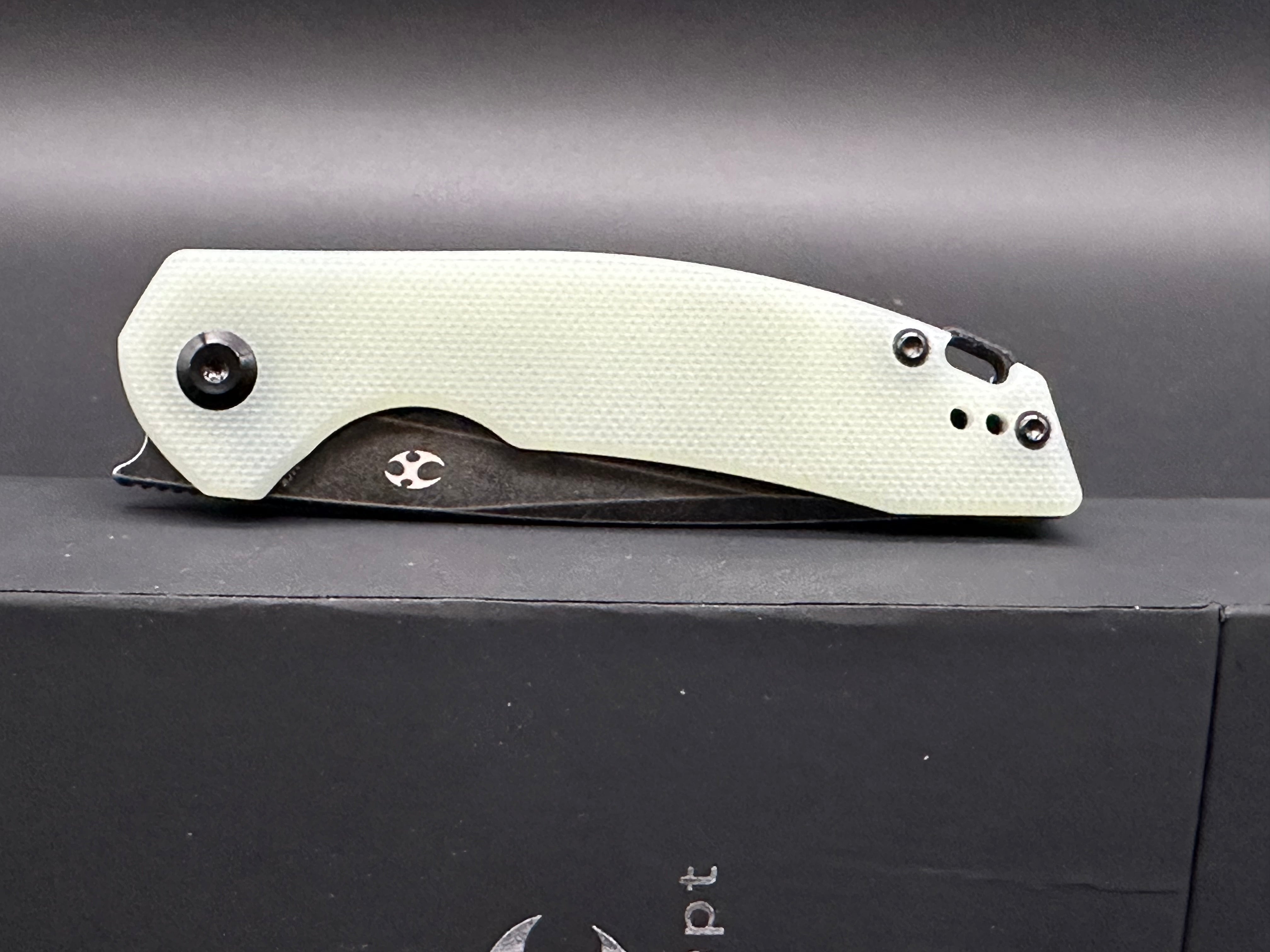 Kansept Mini Accipiter Folding Knife - Jade G10 Handle with 154CM Black Blade - EDC Pocket Knife for Outdoor, Camping & Everyday Carry