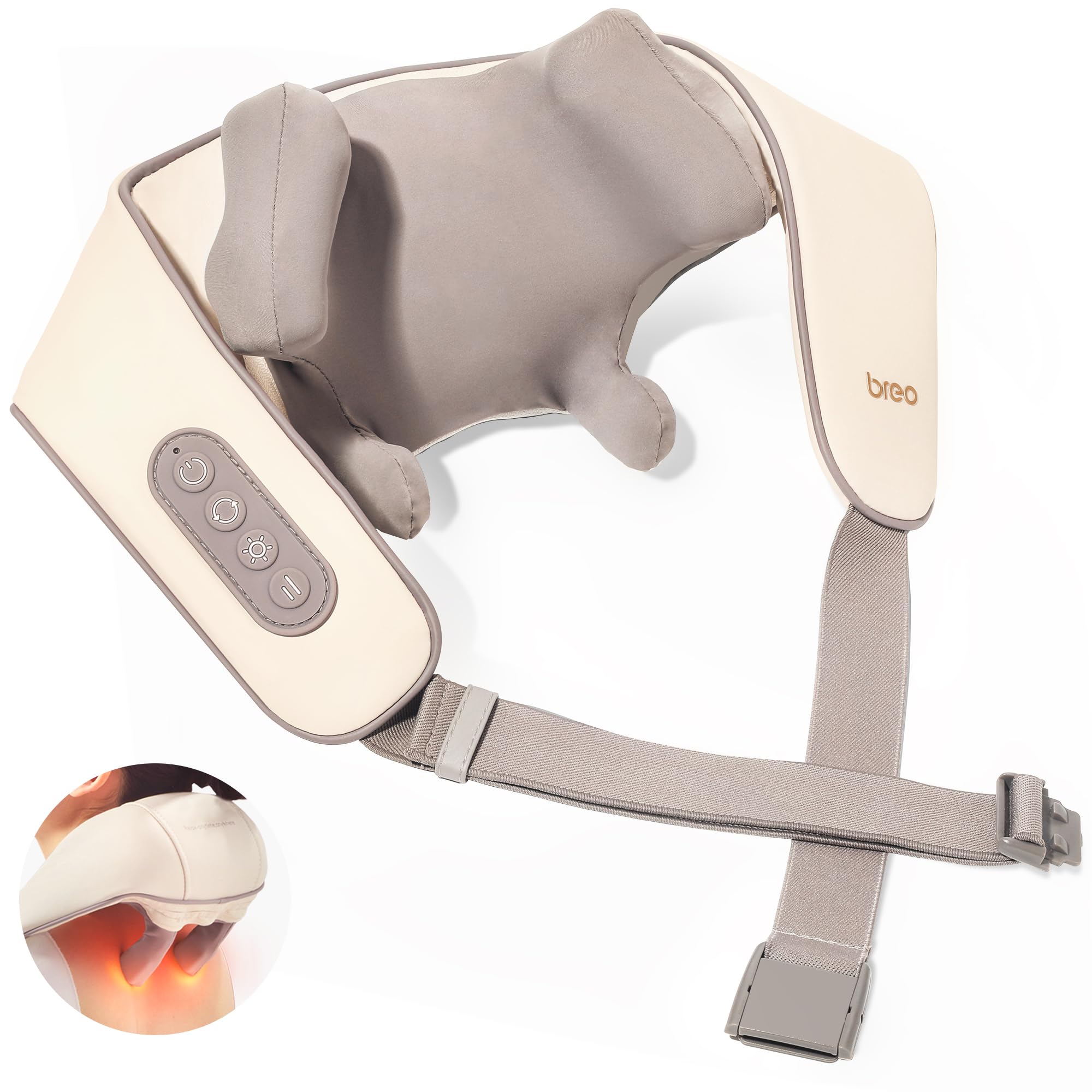 Breo N5 Mini Neck Massager with Heat - Electric Shoulder & Neck Massager for Pain Relief, Deep Tissue Massage, Portable Muscle Relaxation Gift for Home, Office & Travel Use