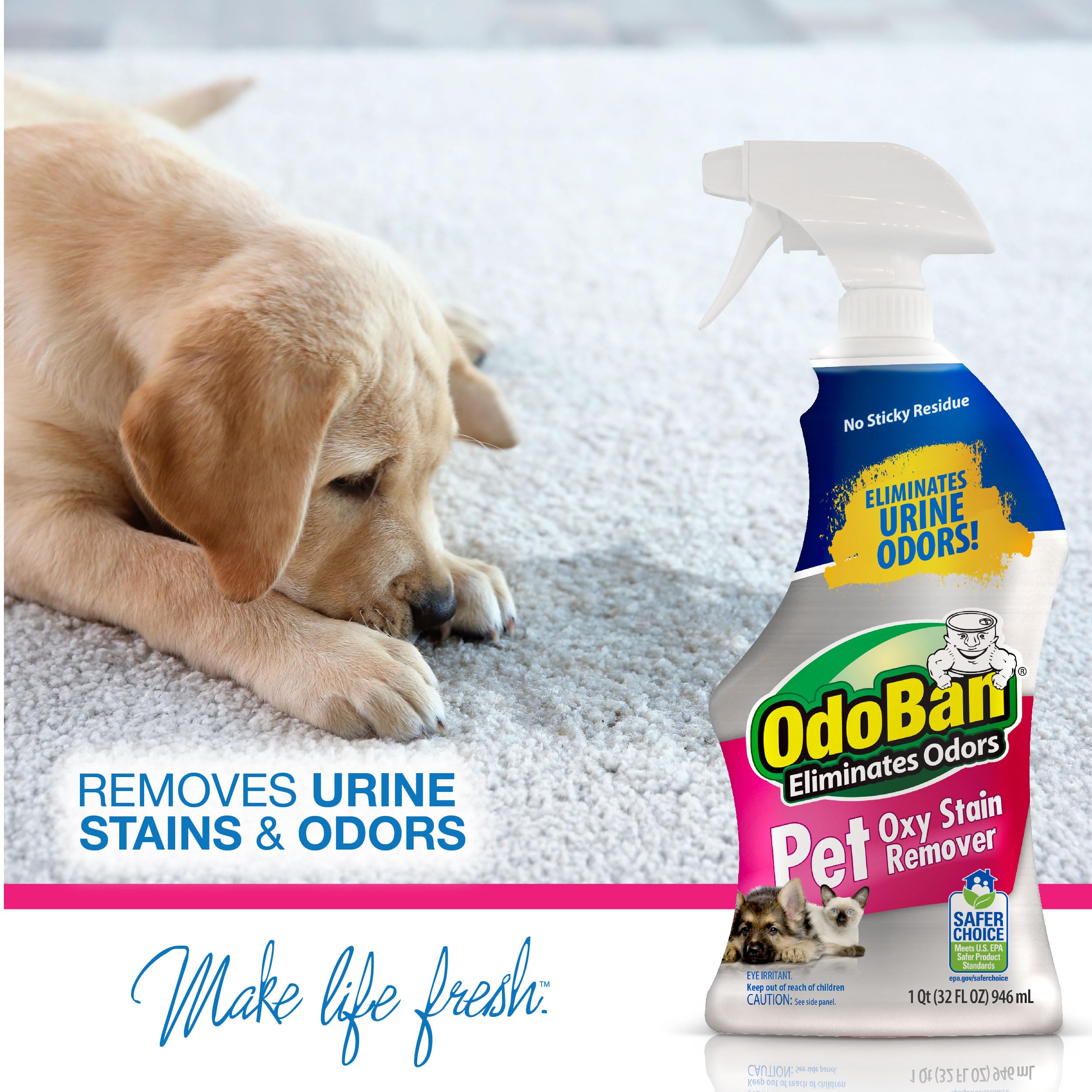OdoBan Pet Solutions Oxy Stain Remover Spray (32 oz, 2-Pack) & Dog Waste Pickup Bags (240 Count) – Odor Eliminator & Cleanup for Pets – Perfect for Home, Yard & Travel Use