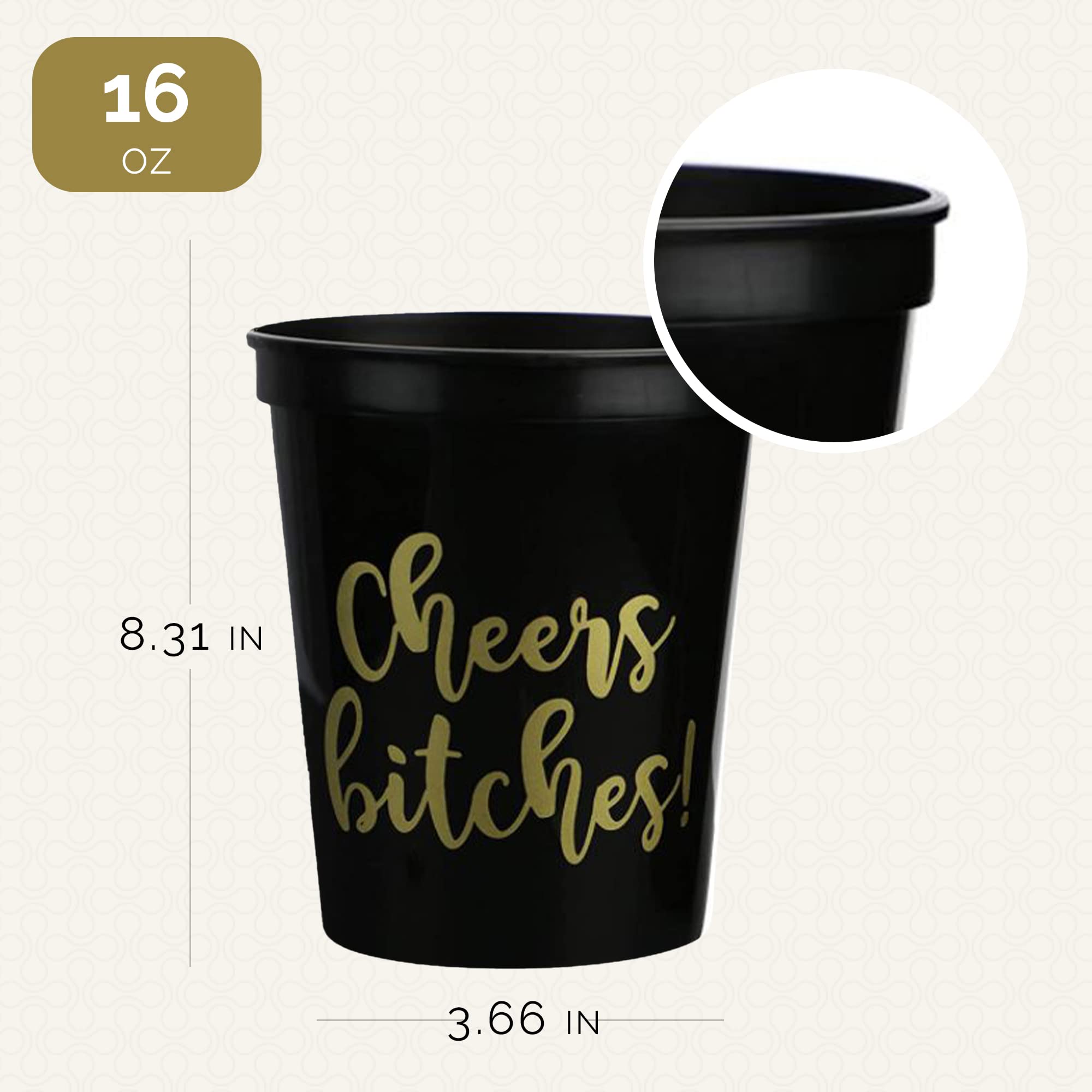 Cheers Bitches Bachelorette Party Cups - Set of 12 Plastic Drinking Glasses for Girls Night, Bridal Shower, Birthday Celebrations, Bachelorette Decor & Galentines Day - Perfect for Cocktails, Wine & Party Decorations