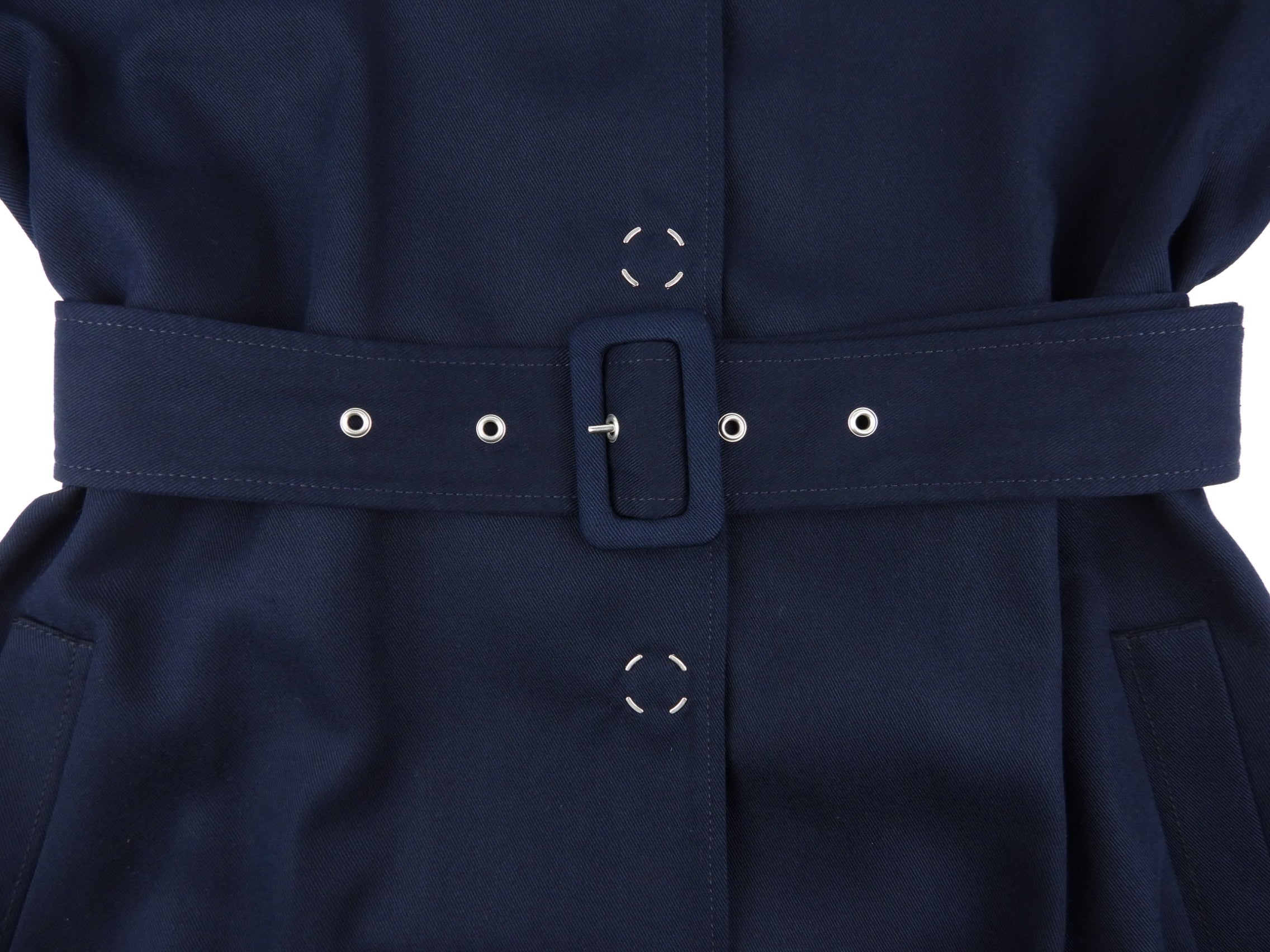 ACNE Studios Navy Blue Press Stud Belted Long Trench Coat - Size 36 | Waterproof Windbreaker for Women | Perfect for Fall & Winter Fashion, Office Wear & Outdoor Activities