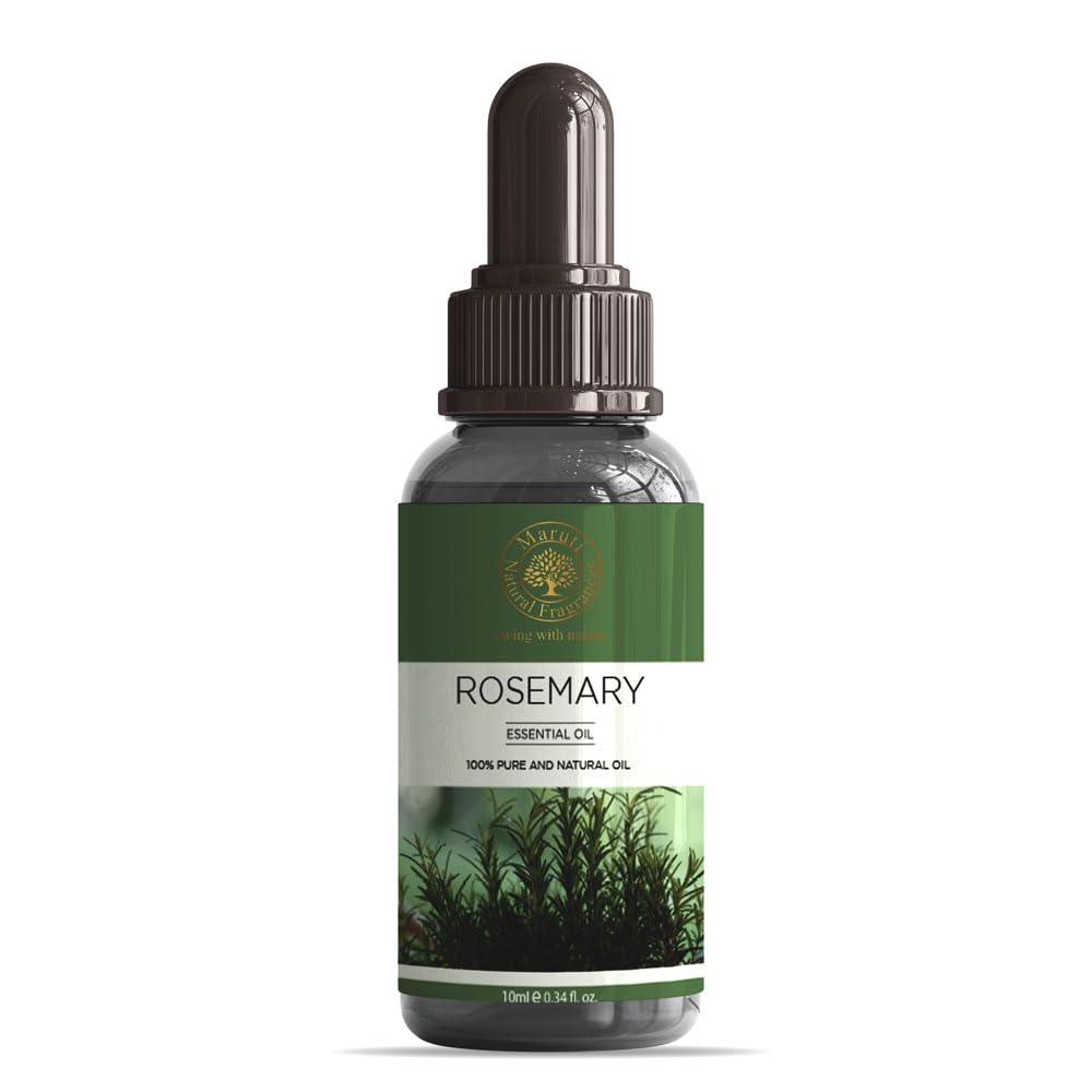 MARUTI 100% Pure Rosemary & Ylang Ylang Essential Oil Set - 10ml Each, Undiluted, Cruelty-Free, Therapeutic Grade for Aromatherapy, Diffusers, Skin Care, Meditation & Stress Relief - Natural Fragrance Oils for Home Spa, Yoga & Relaxation